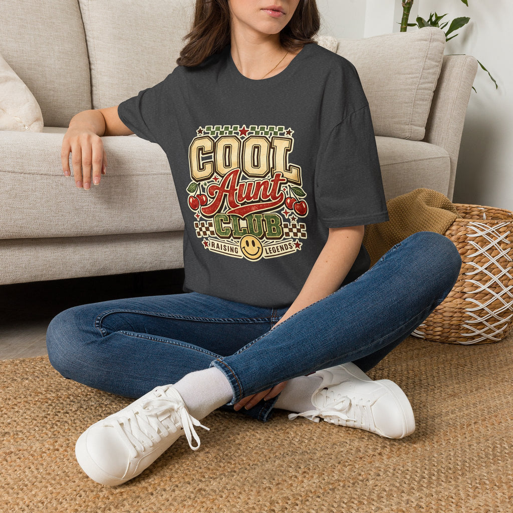Cherries Pop T-Shirt Aunt Club Vintage Cherry Graphic Tee for Fun-Loving Aunts