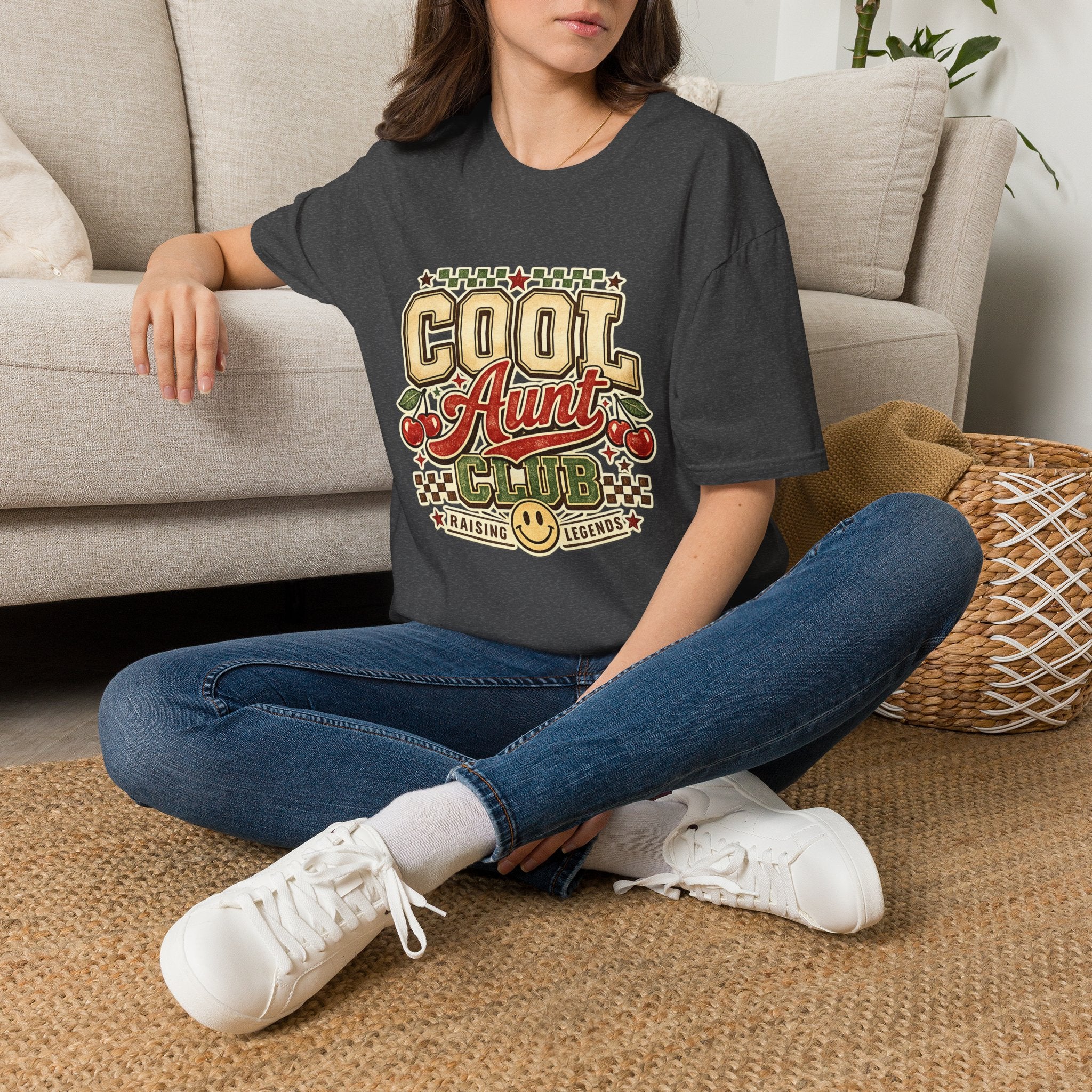 Cherries Pop T-Shirt Aunt Club Vintage Cherry Graphic Tee for Fun-Loving Aunts