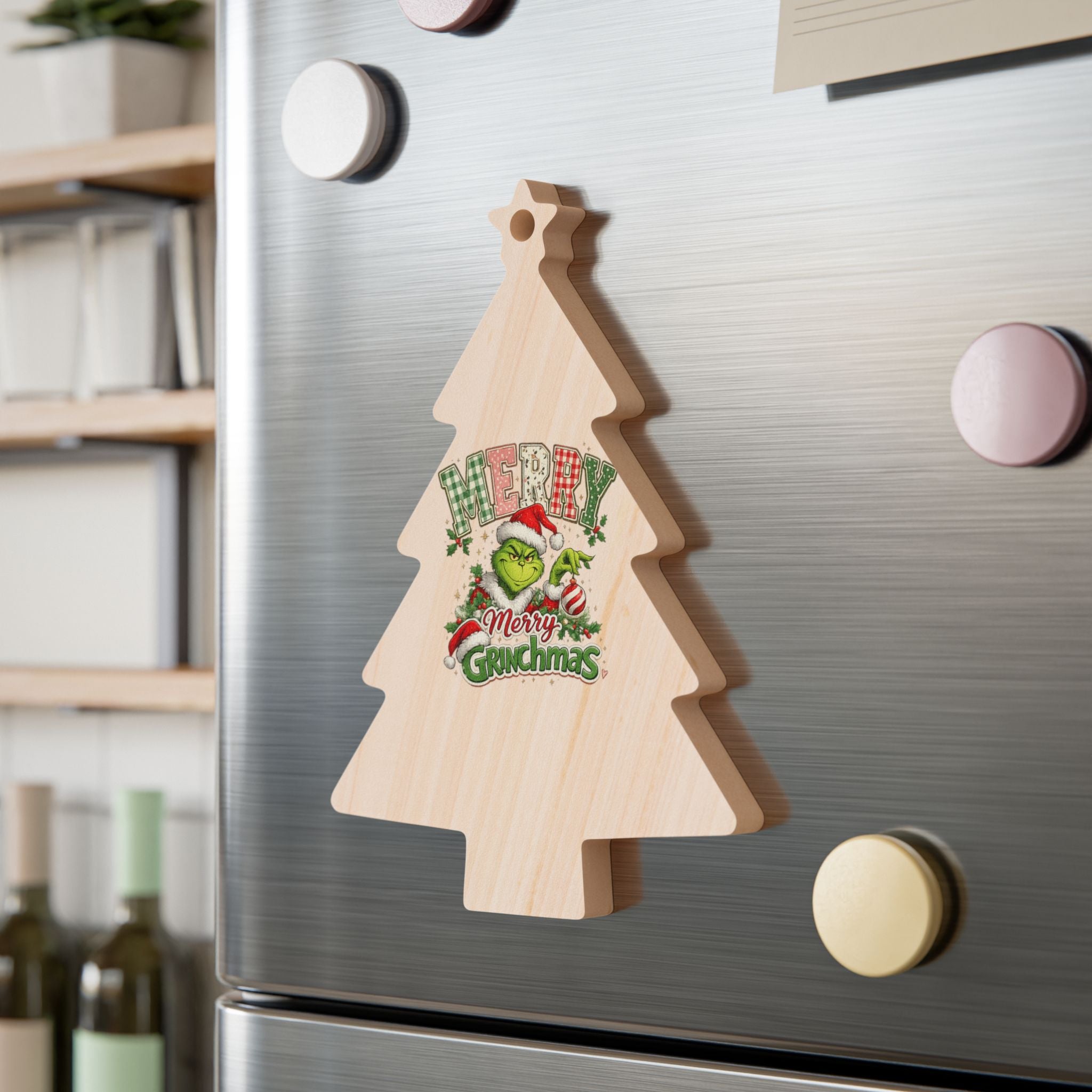 Bell Wooden Ornament – "Merry Grinchmas" Holiday Christmas Tree Decoration