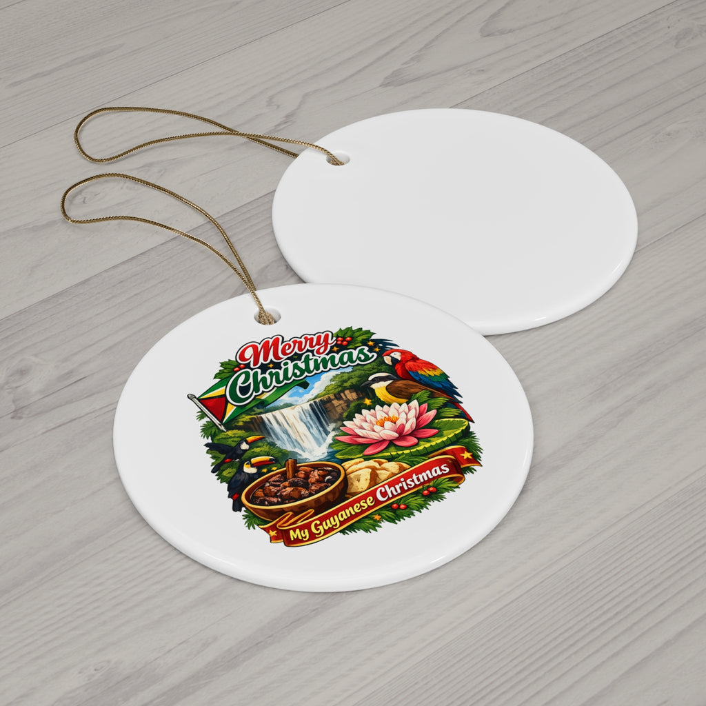 Star Ceramic Ornament — "Merry Christmas / My Guyanese Christmas" Holiday Decoration
