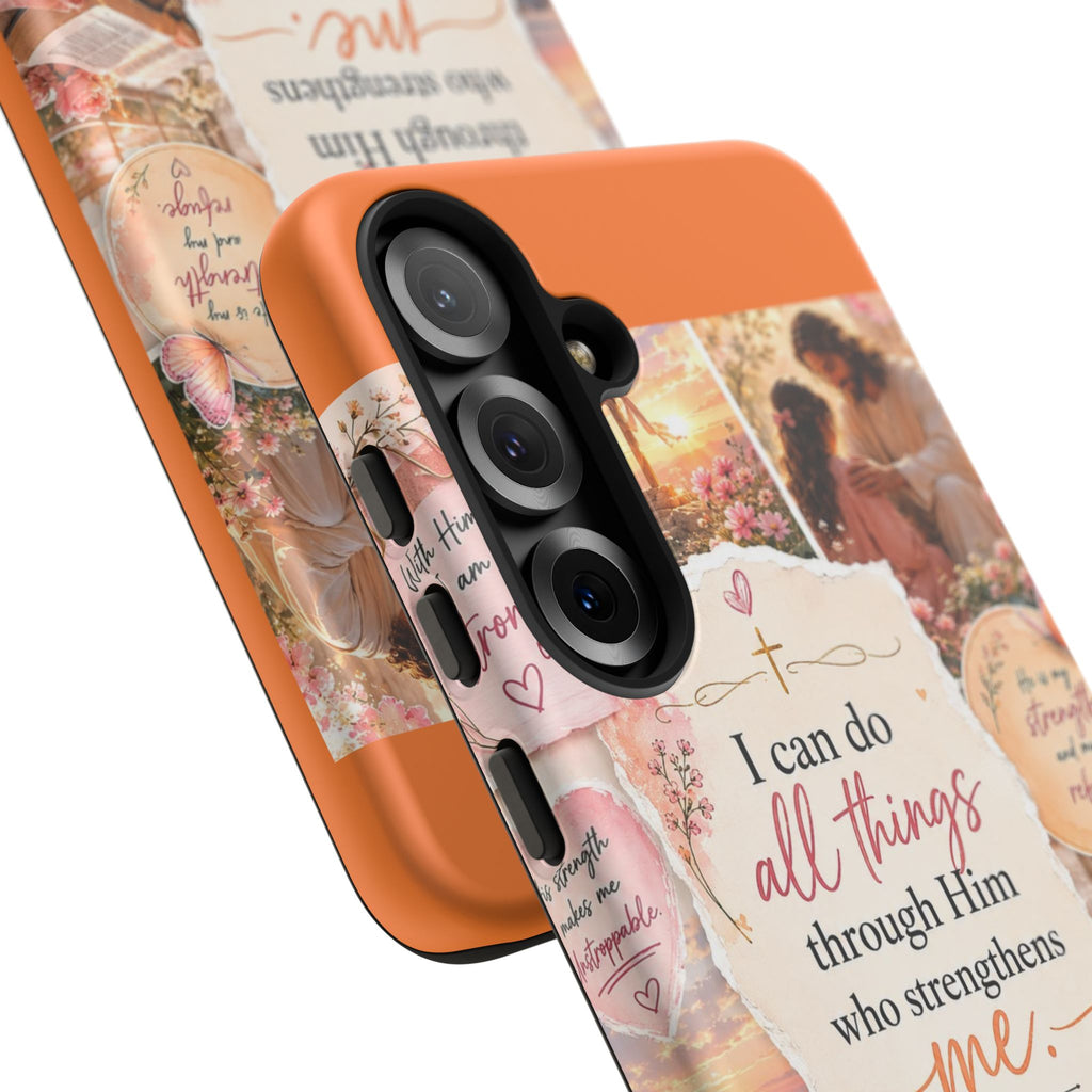 Christian Phone Case bible verses — "I Can Do All Things Through Him" Inspirational Scripture Design