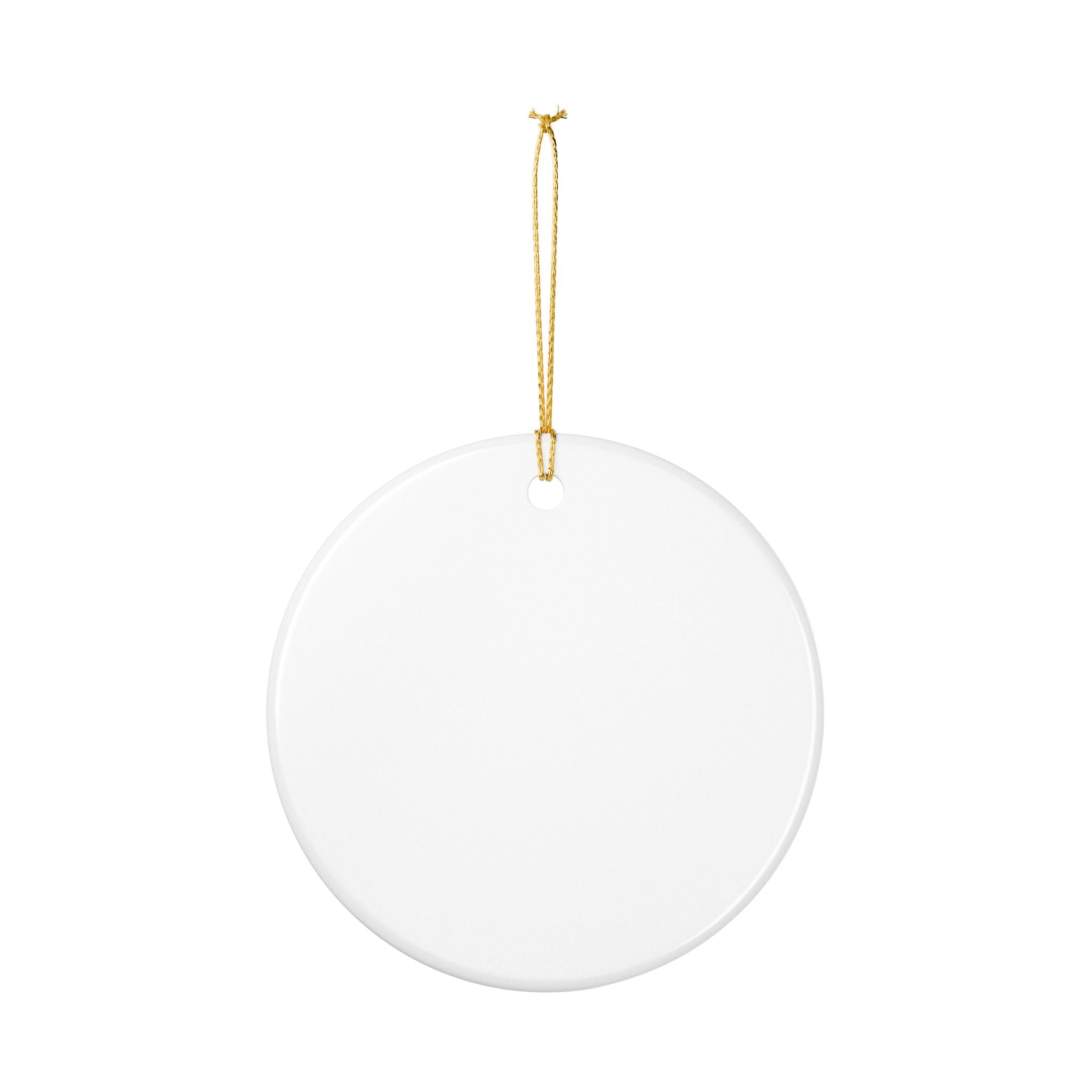 Circle Ceramic Ornament — “Merry Christmas” Santa Hat Holiday Decoration