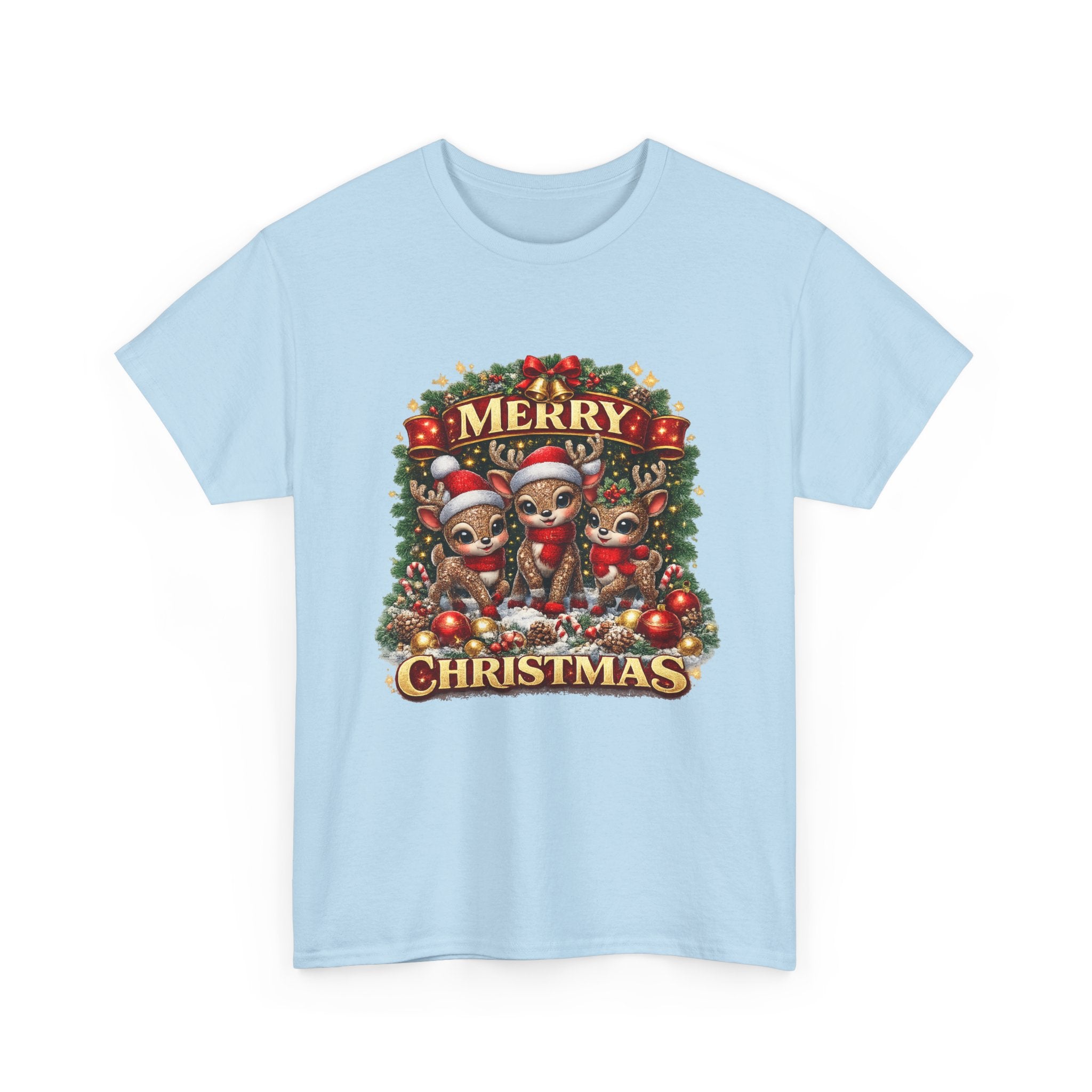 Christmas Reindeer Crew Tee — Merry Christmas Holiday Graphic T-Shirt