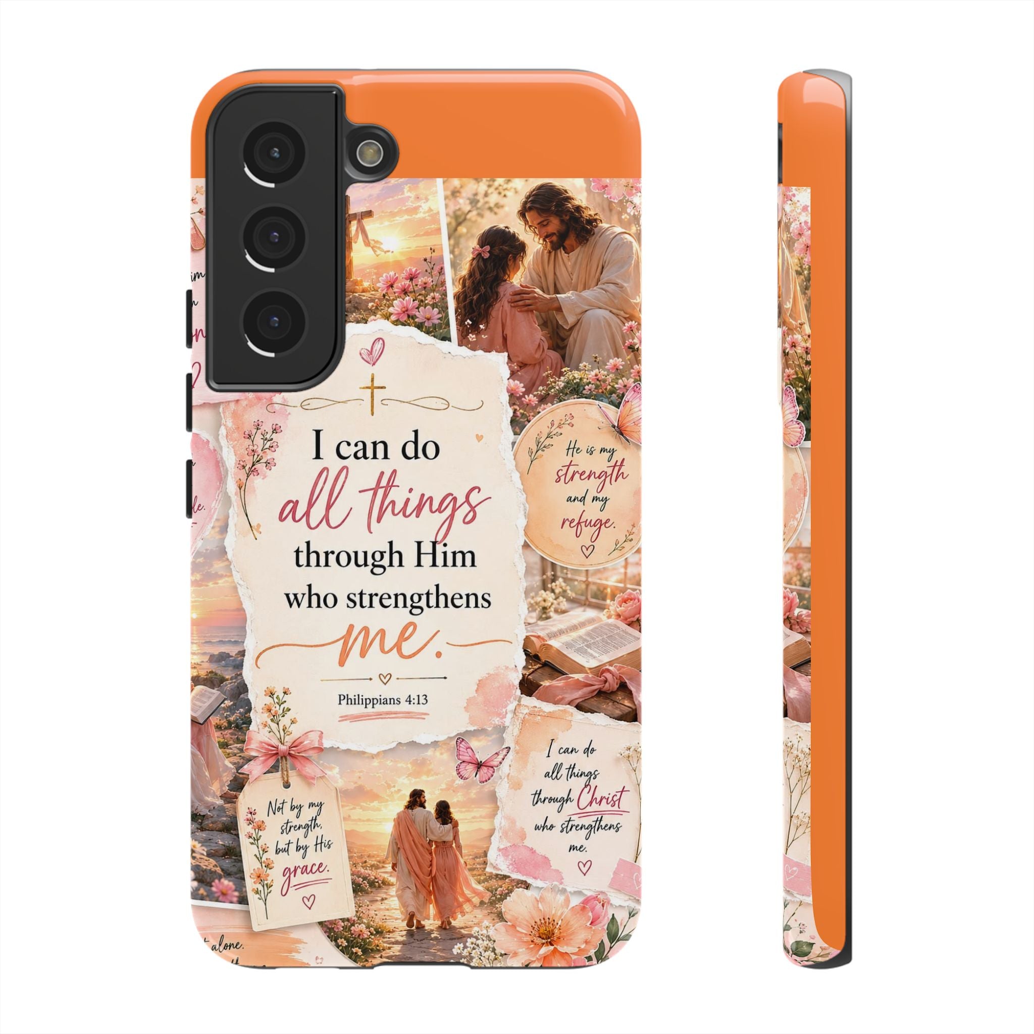 Christian Phone Case bible verses — "I Can Do All Things Through Him" Inspirational Scripture Design