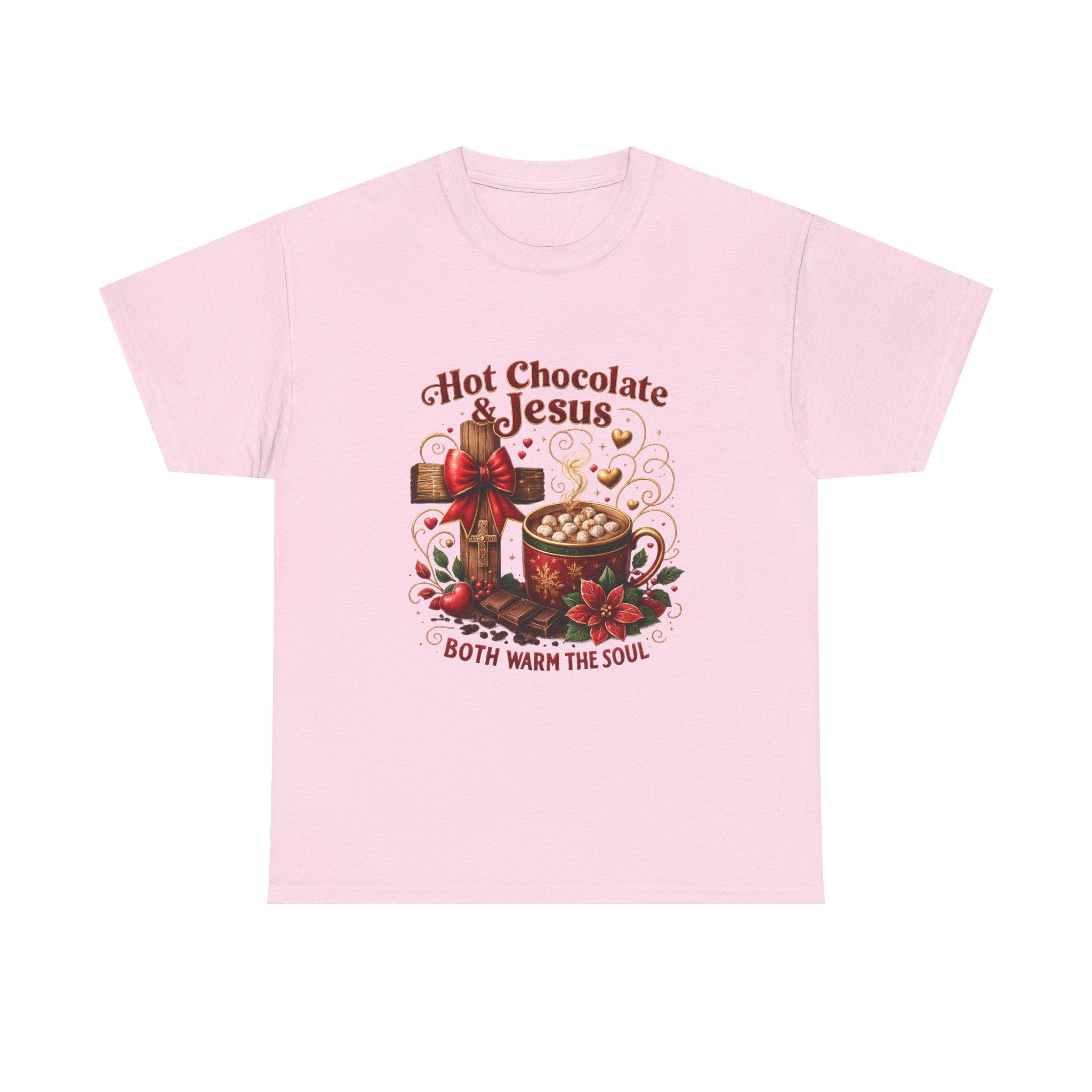 Christian T-Shirt — Hot Chocolate & Jesus "Both Warm the Soul" Christian Holiday Tee