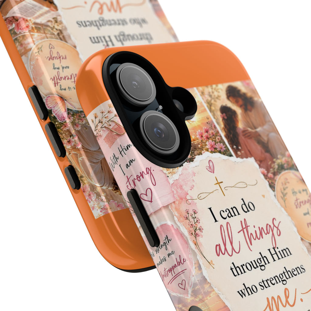 Christian Phone Case bible verses — "I Can Do All Things Through Him" Inspirational Scripture Design