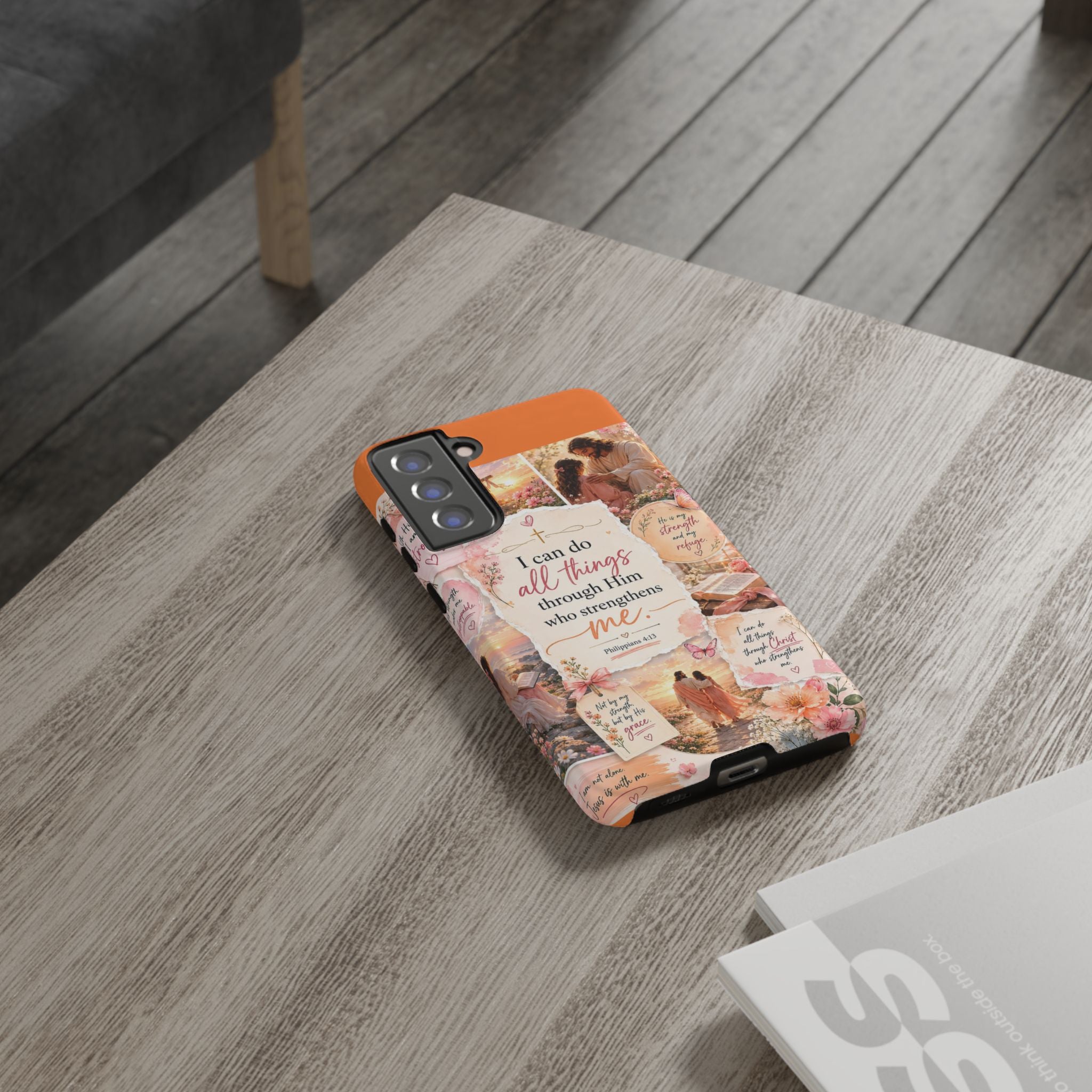 Christian Phone Case bible verses — "I Can Do All Things Through Him" Inspirational Scripture Design