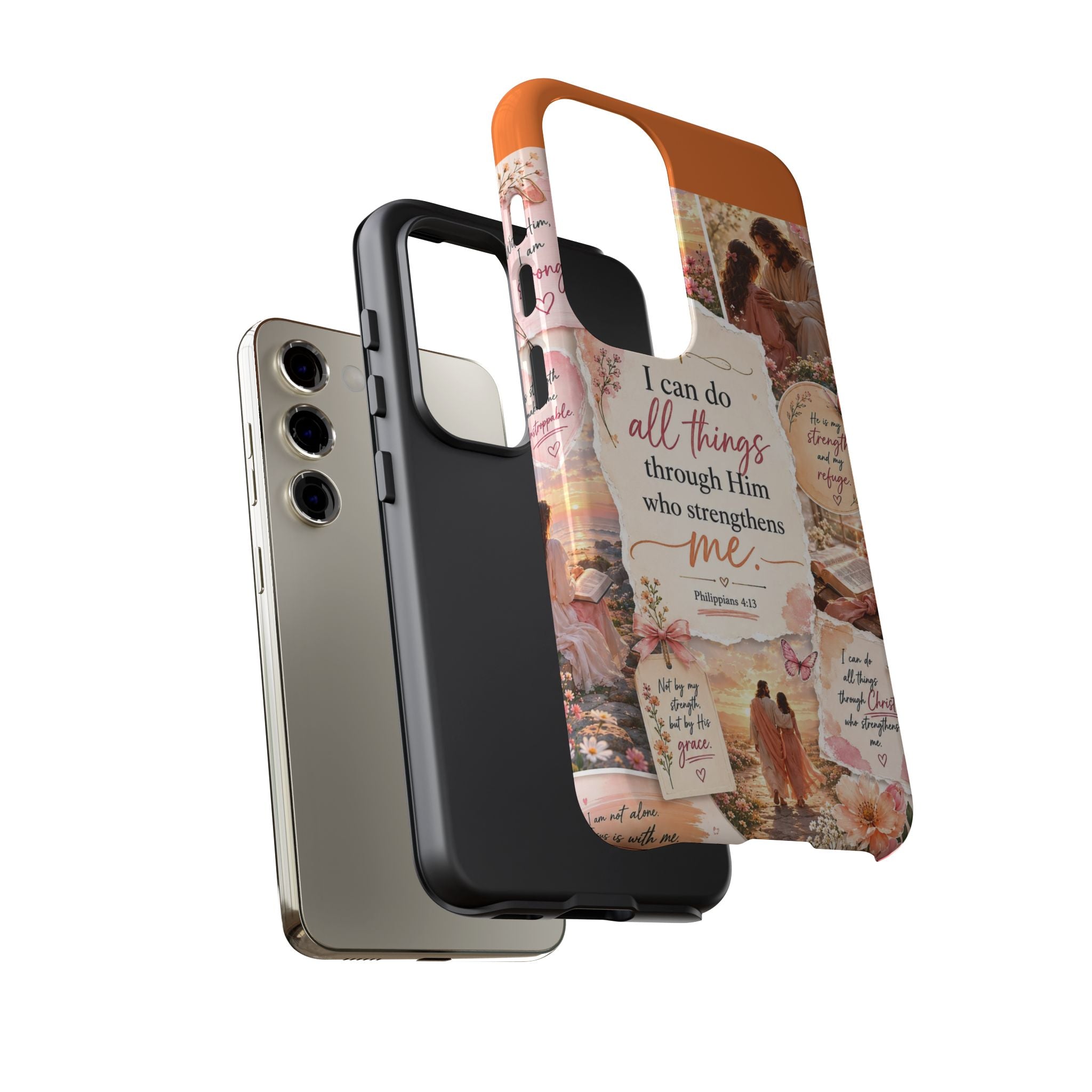 Christian Phone Case bible verses — "I Can Do All Things Through Him" Inspirational Scripture Design