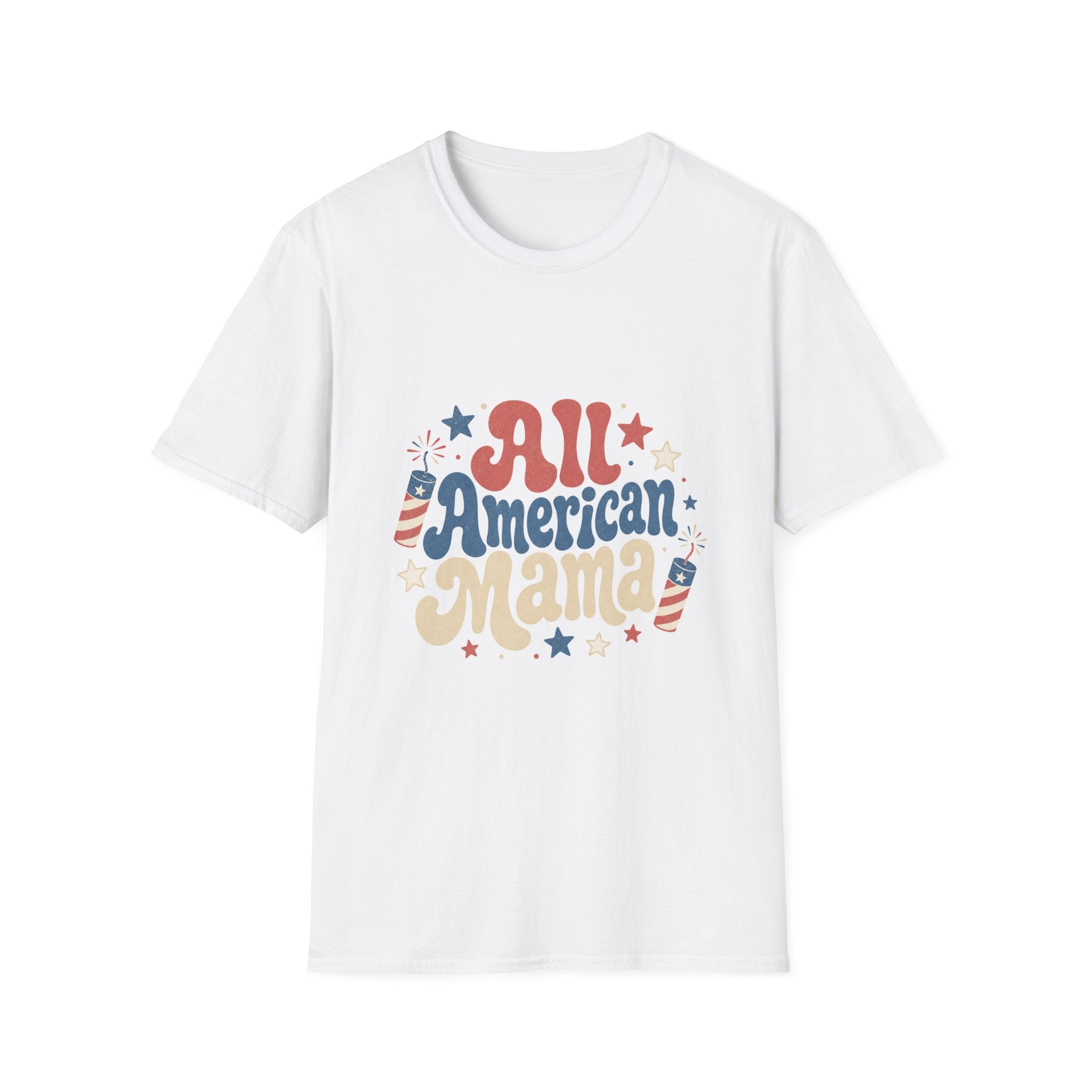 4th of July Tee  All American Tee — Retro Patriotic "All American Mama" Graphic T-Shirt