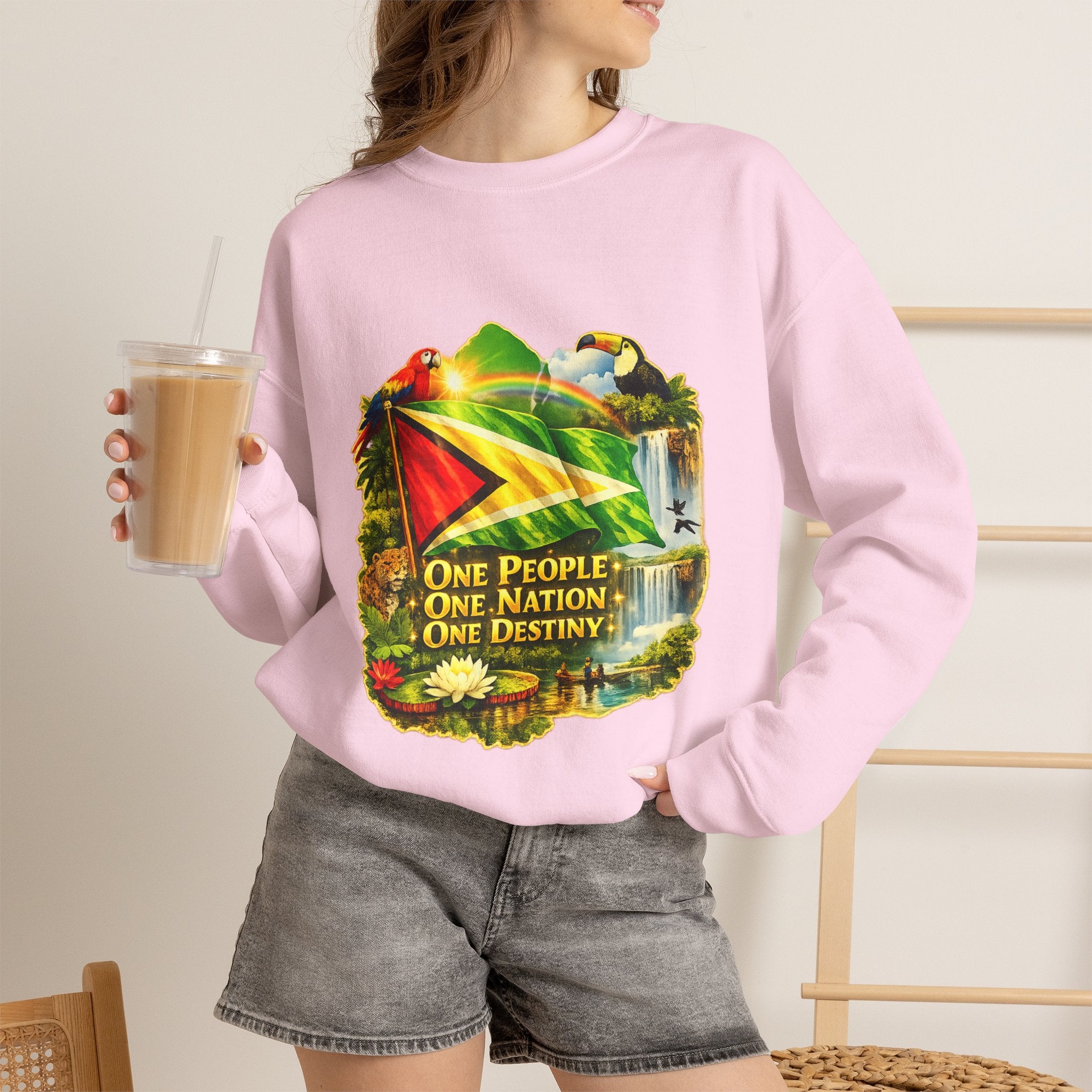 Guyana Flag & Wildlife Sweatshirt — "One People, One Nation, One Destiny" Crewneck