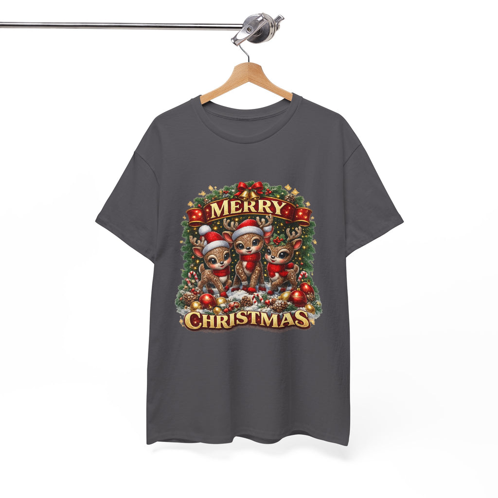 Christmas Reindeer Crew Tee — Merry Christmas Holiday Graphic T-Shirt
