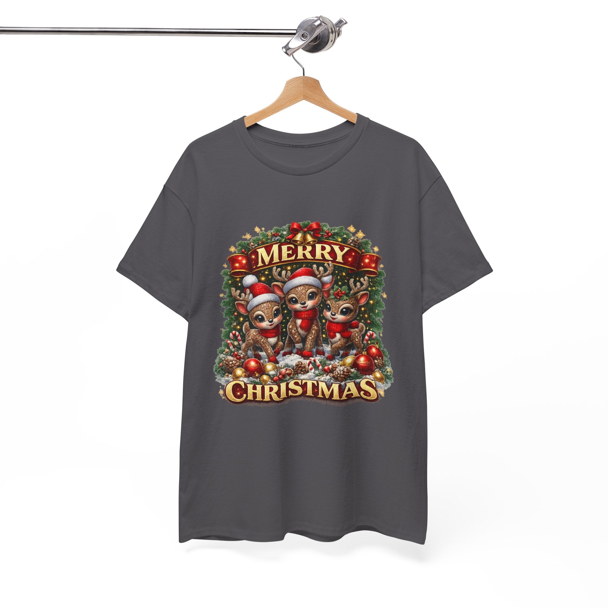Christmas Reindeer Crew Tee — Merry Christmas Holiday Graphic T-Shirt