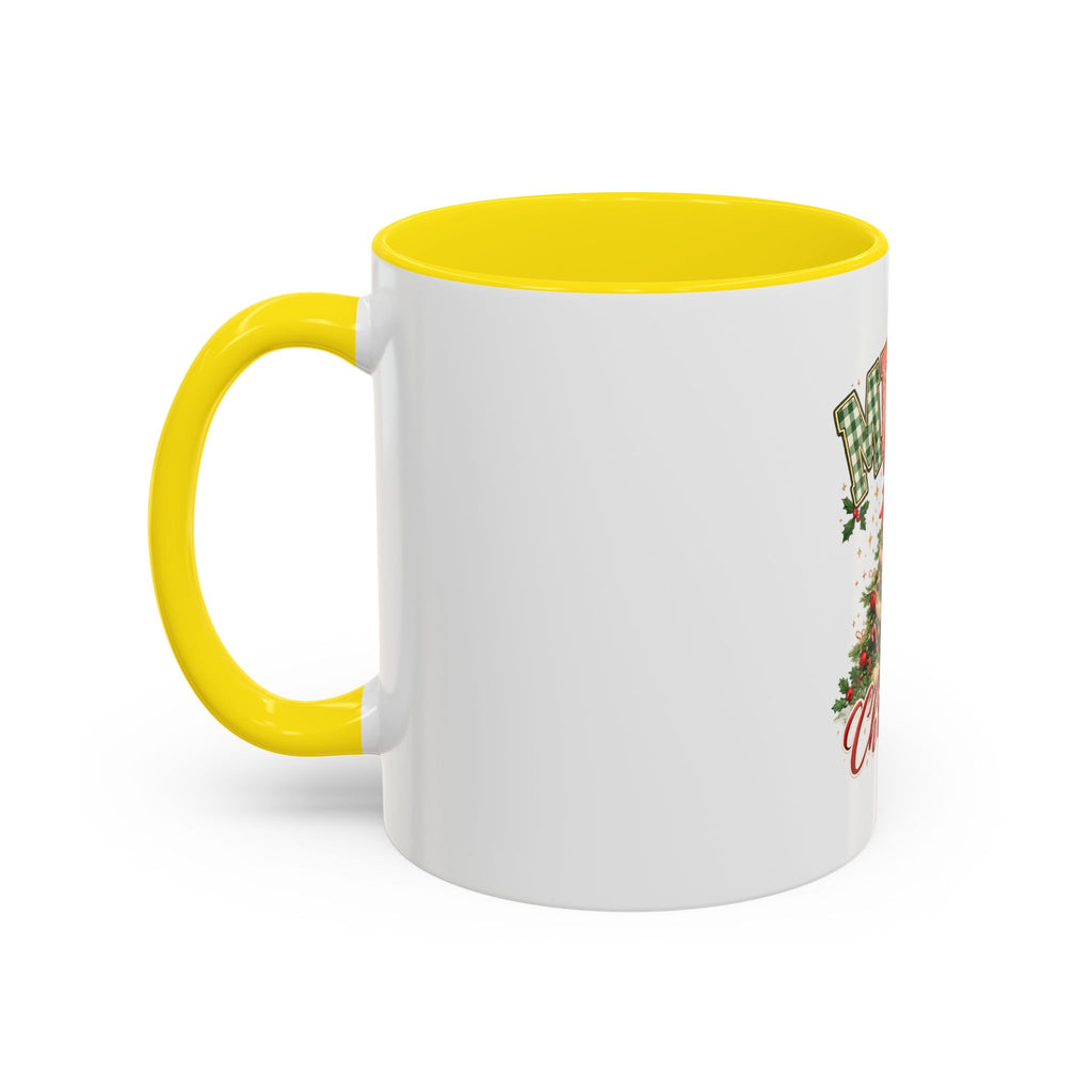 Merry Christmas Accent Coffee Mug – Festive Holiday Tree & Bow (11/15oz)