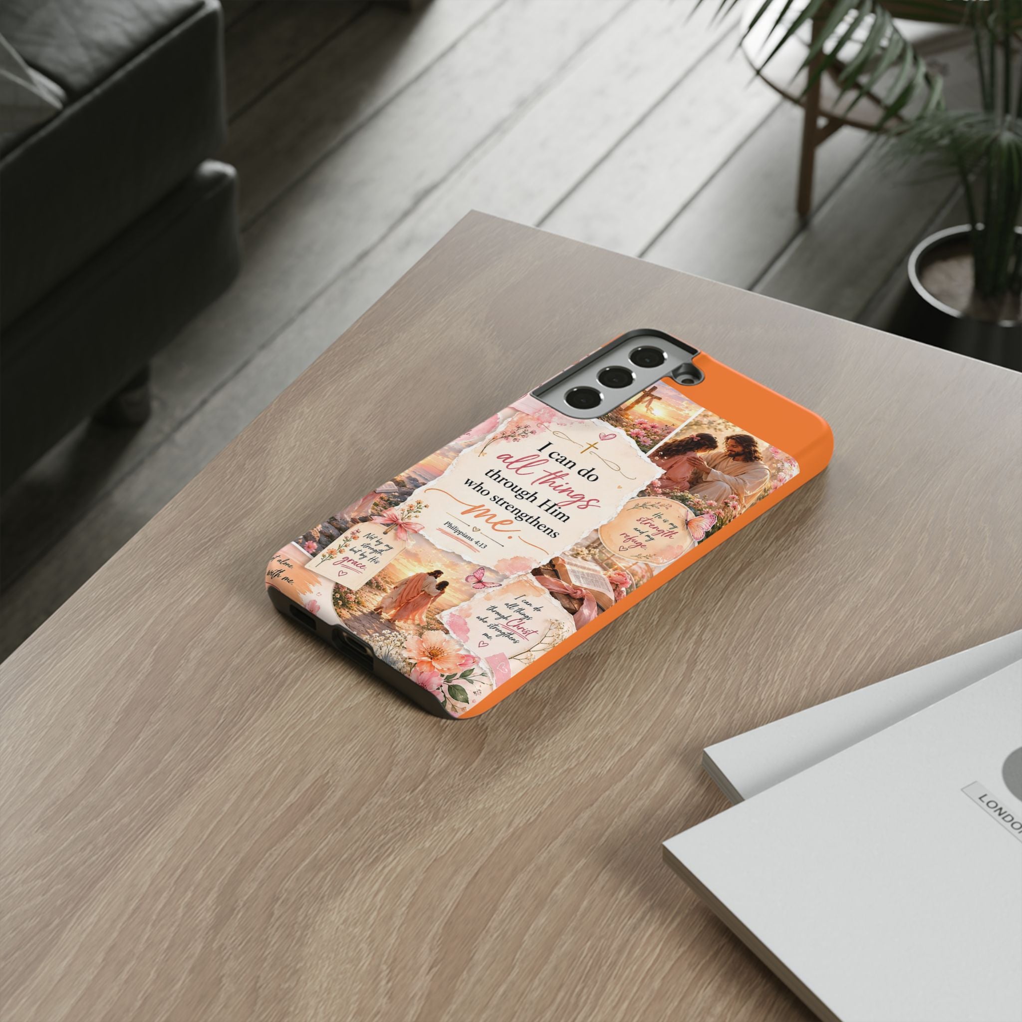 Christian Phone Case bible verses — "I Can Do All Things Through Him" Inspirational Scripture Design