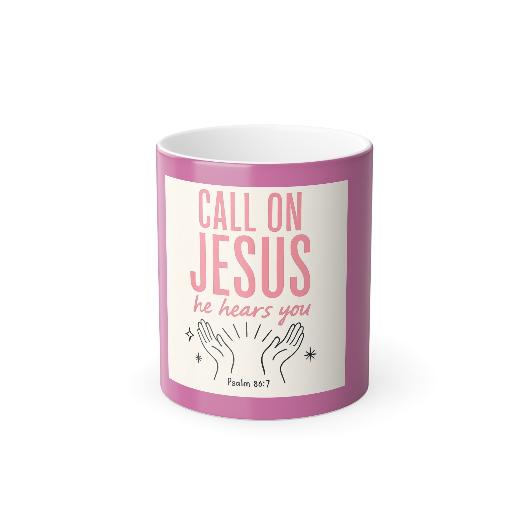 Call On Jesus Color-Changing Mug — "He Hears You" Inspirational Christian Coffee Cup, 11oz