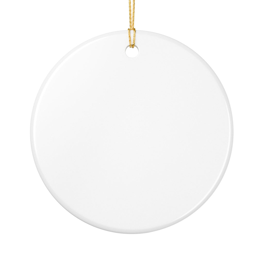 Circle Ceramic Ornament — “Merry Christmas” Santa Hat Holiday Decoration