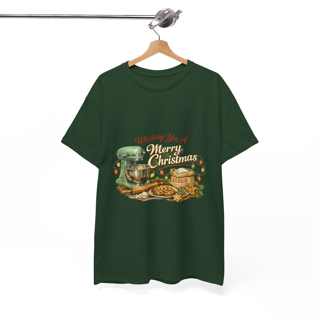 Christmas Baking Tee — "Wishing You A Merry Christmas" Vintage Mixer & Cookies T-Shirt