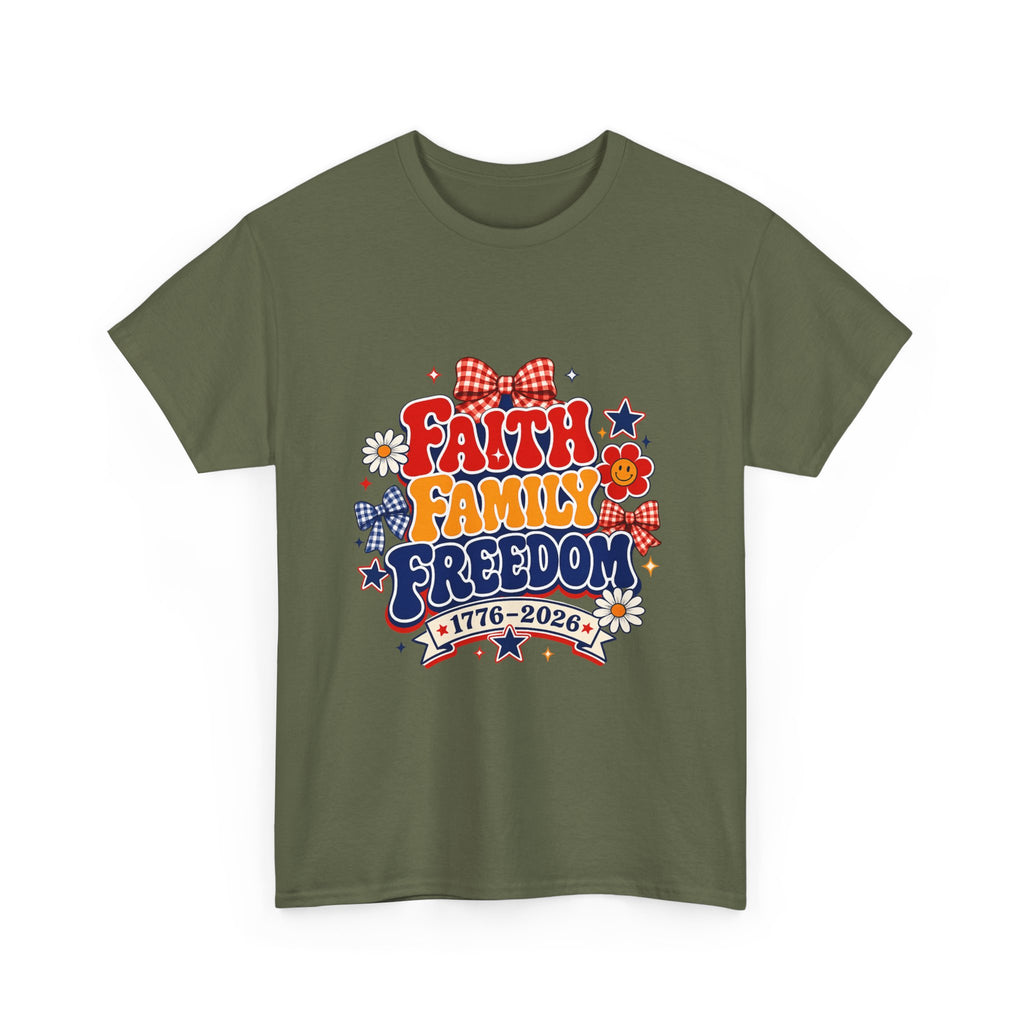 Fourth of July t-shirts - Faith Family Freedom 1776-2026 Patriotic T-Shirt — 4th of July Americana Tee