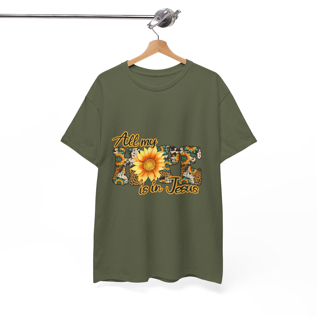 Faith Sunflower Tee - "All My Hope Is in Jesus" Christian T-Shirt