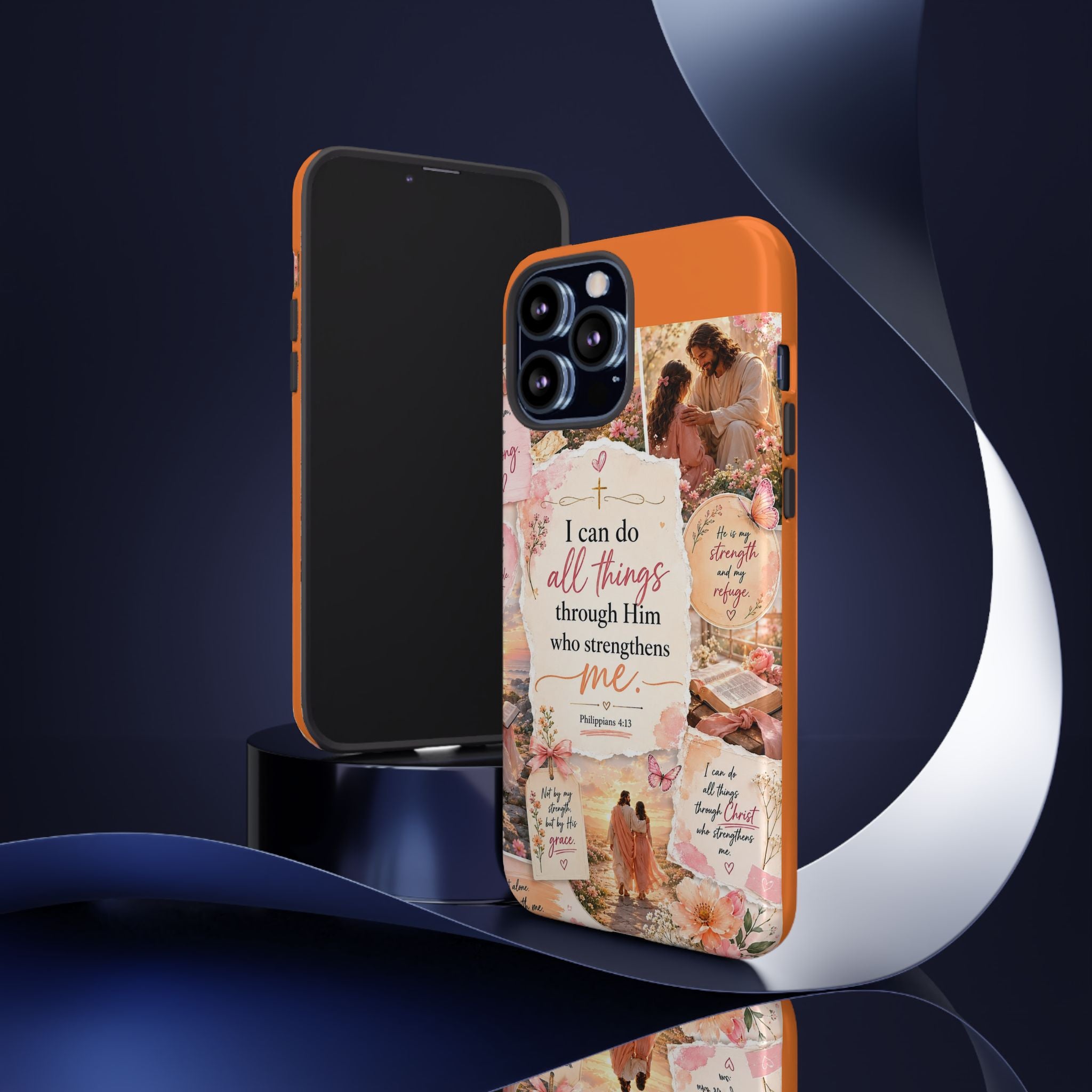 Christian Phone Case bible verses — "I Can Do All Things Through Him" Inspirational Scripture Design