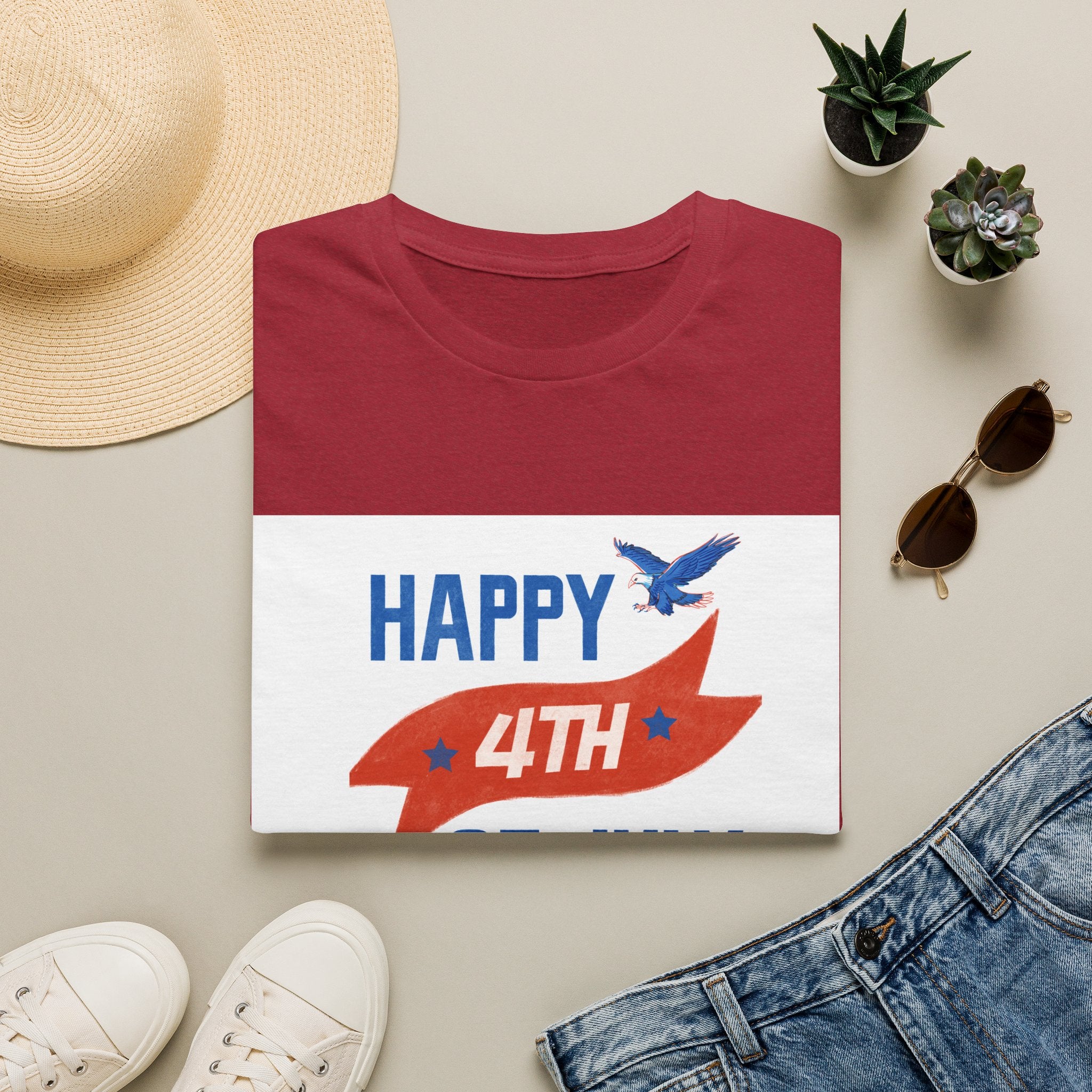 Happy 4th of July Eagle T-Shirt | Patriotic Fireworks Tee