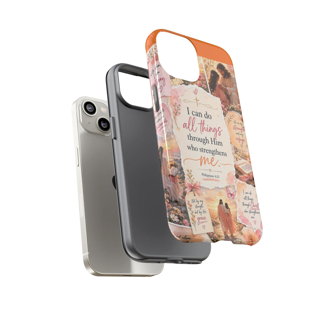 Christian Phone Case bible verses — "I Can Do All Things Through Him" Inspirational Scripture Design