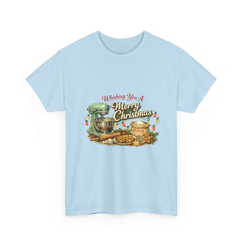Christmas Baking Tee — "Wishing You A Merry Christmas" Vintage Mixer & Cookies T-Shirt
