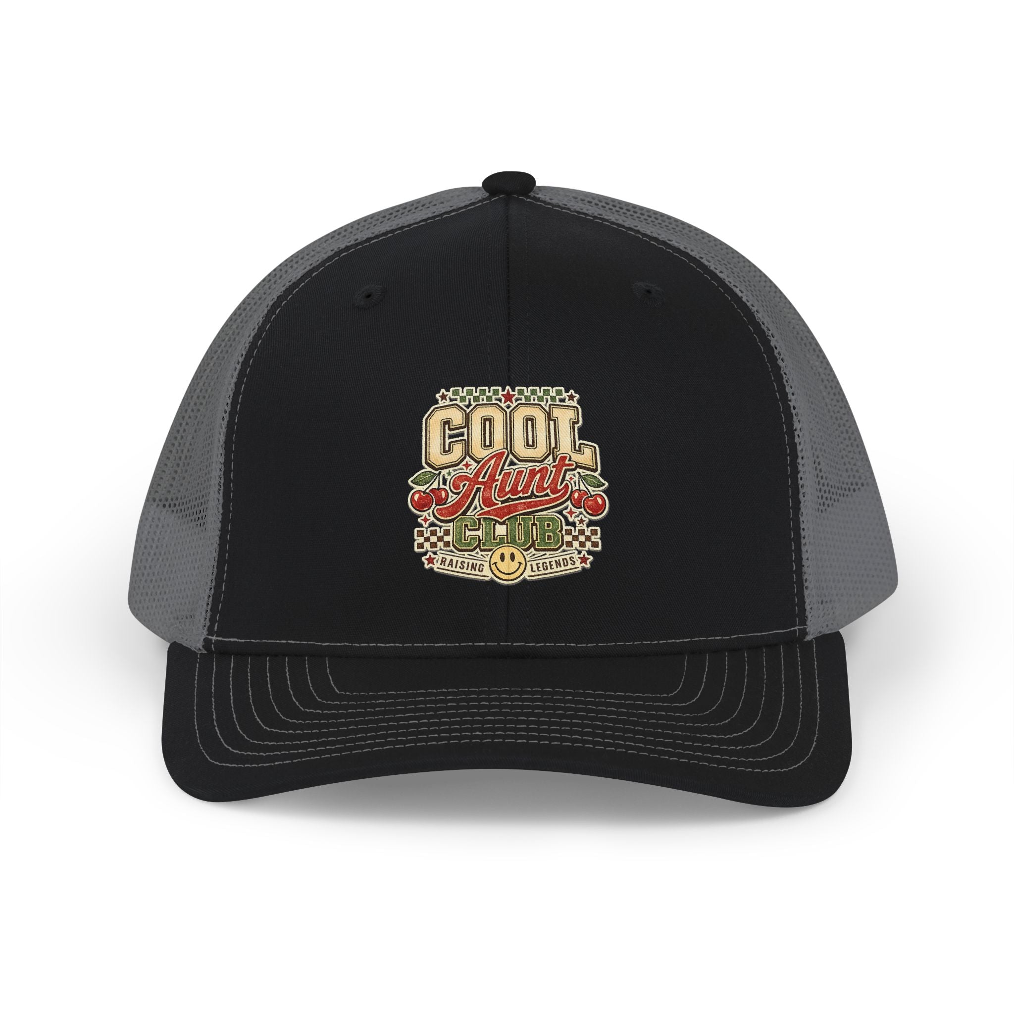 Cool Aunt Trucker Snapback Hat – Retro Floral Smile Patch