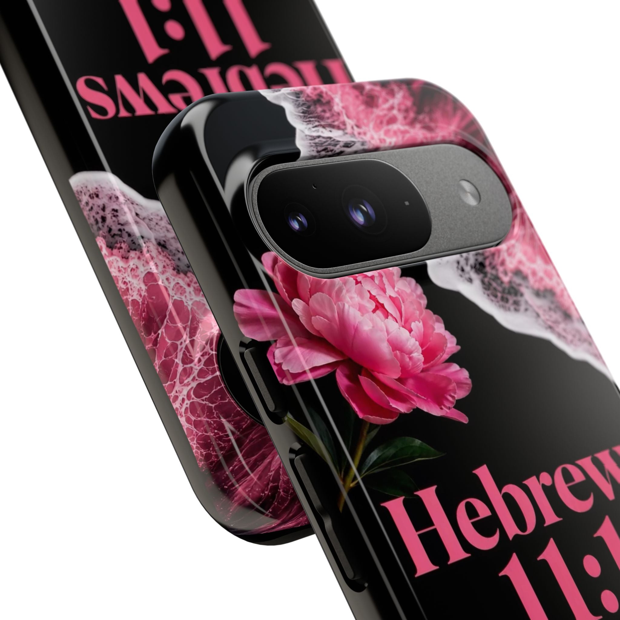 Bible Verses phone case -  Hebrews 11:1 Faith Phone Case — Pink Floral Scripture iPhone Cover