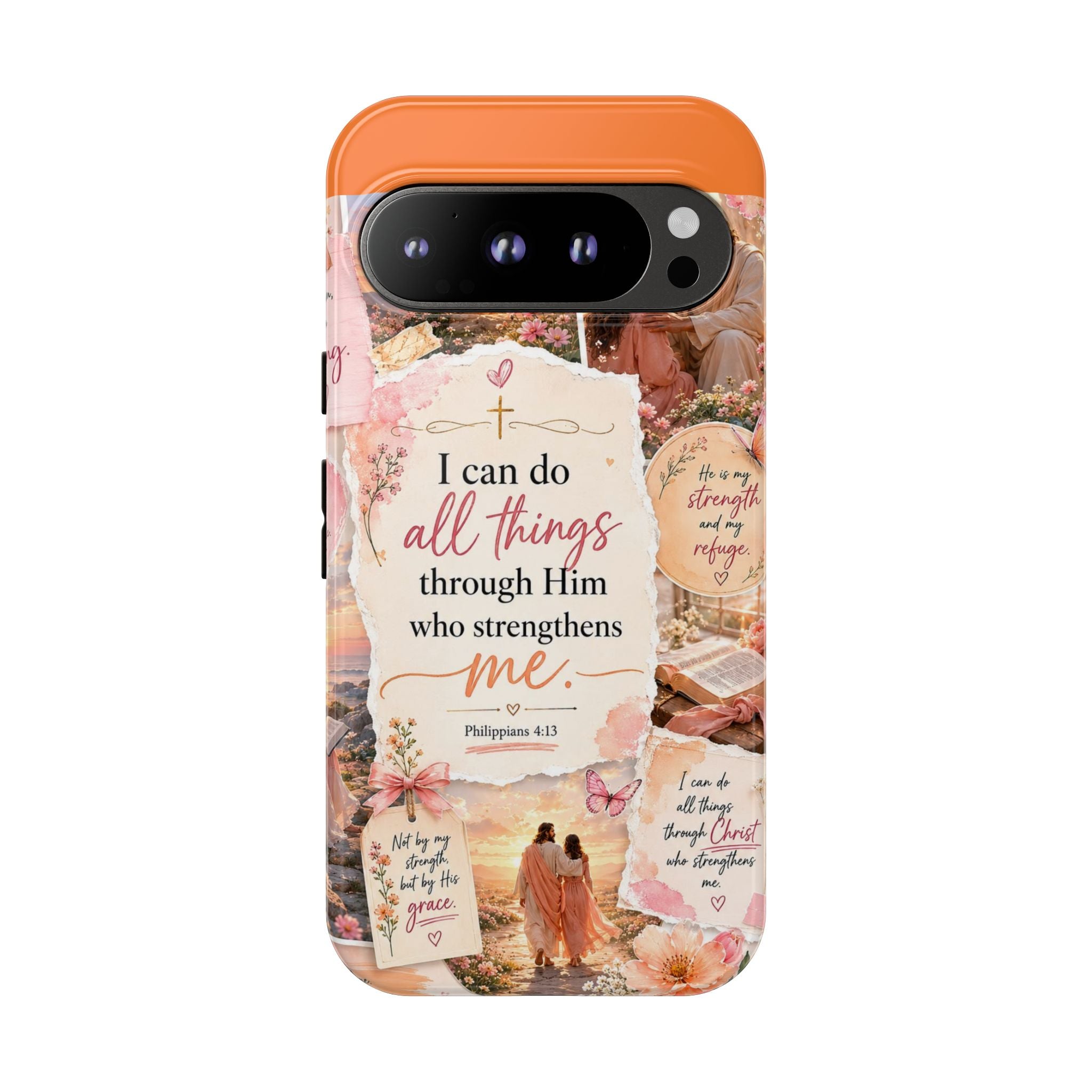 Christian Phone Case bible verses — "I Can Do All Things Through Him" Inspirational Scripture Design
