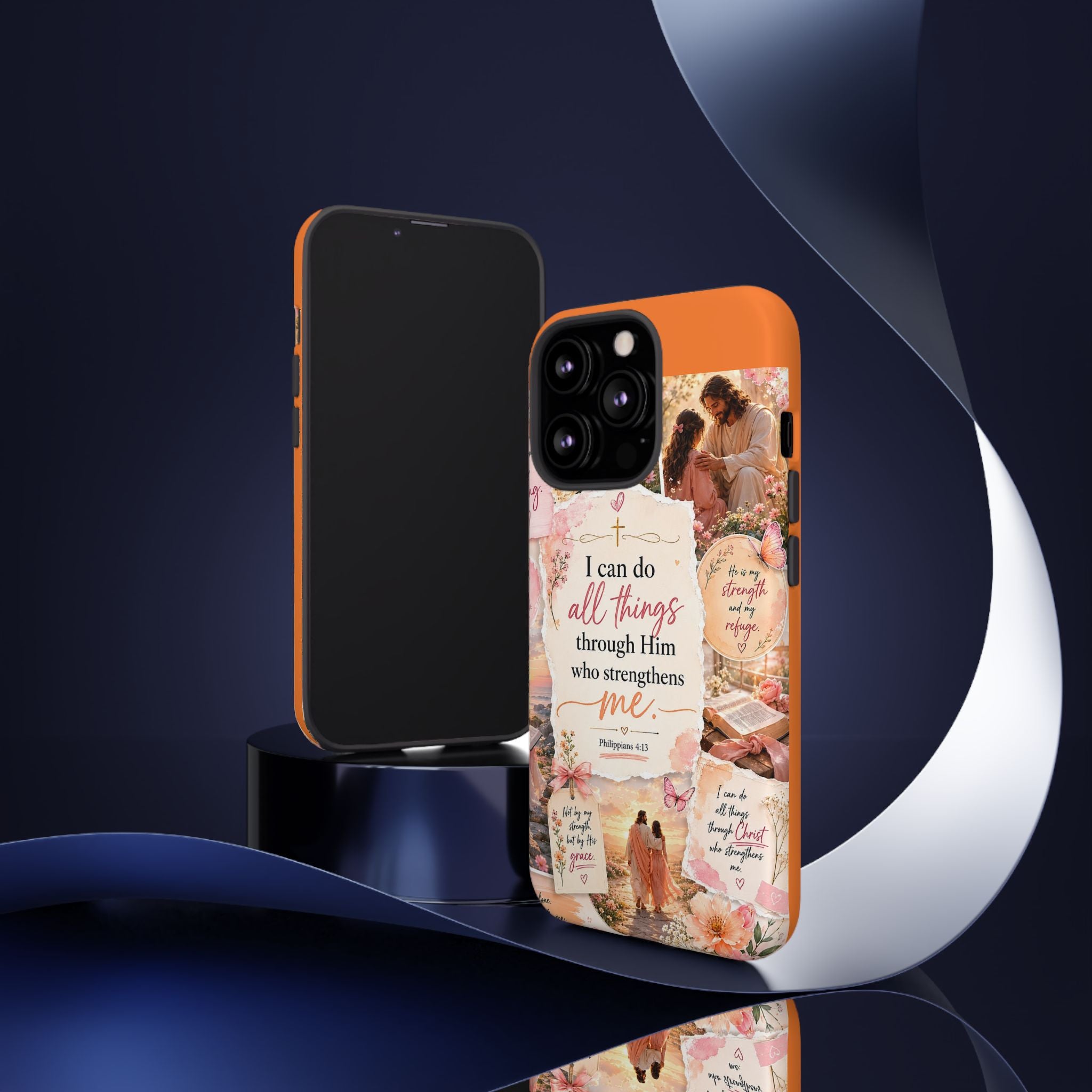 Christian Phone Case bible verses — "I Can Do All Things Through Him" Inspirational Scripture Design