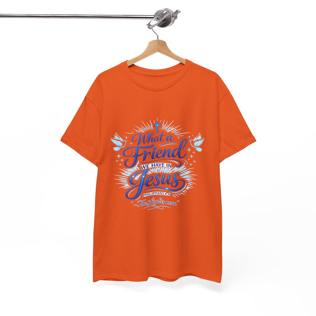 Christian Tee — “What a Friend We Have in Jesus” Inspirational Faith T-Shirt