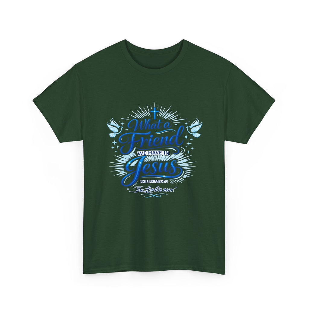 Christian Tee — “What a Friend We Have in Jesus” Inspirational Faith T-Shirt