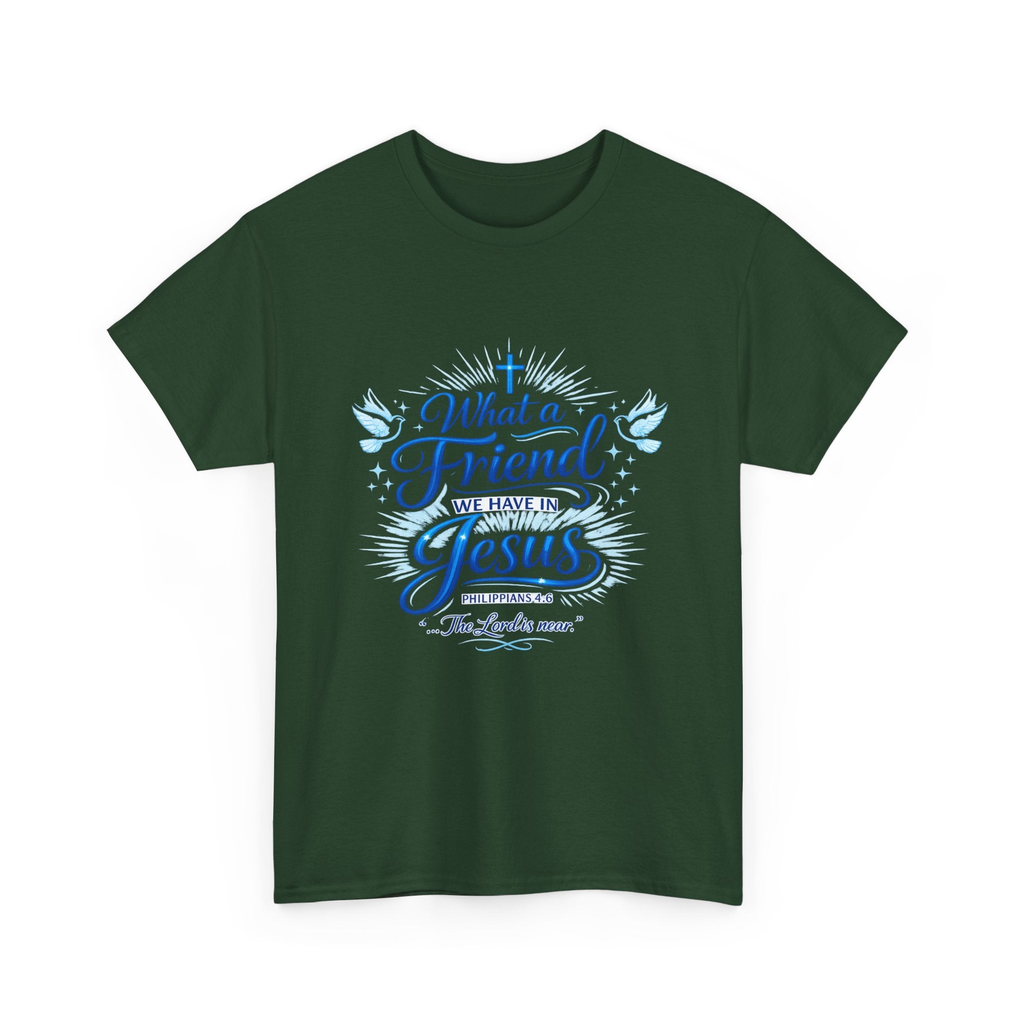 Christian Tee — “What a Friend We Have in Jesus” Inspirational Faith T-Shirt