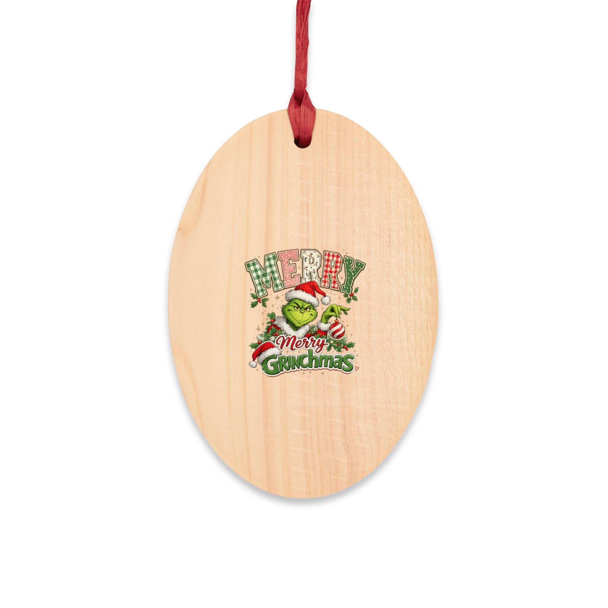 Bell Wooden Ornament – "Merry Grinchmas" Holiday Christmas Tree Decoration