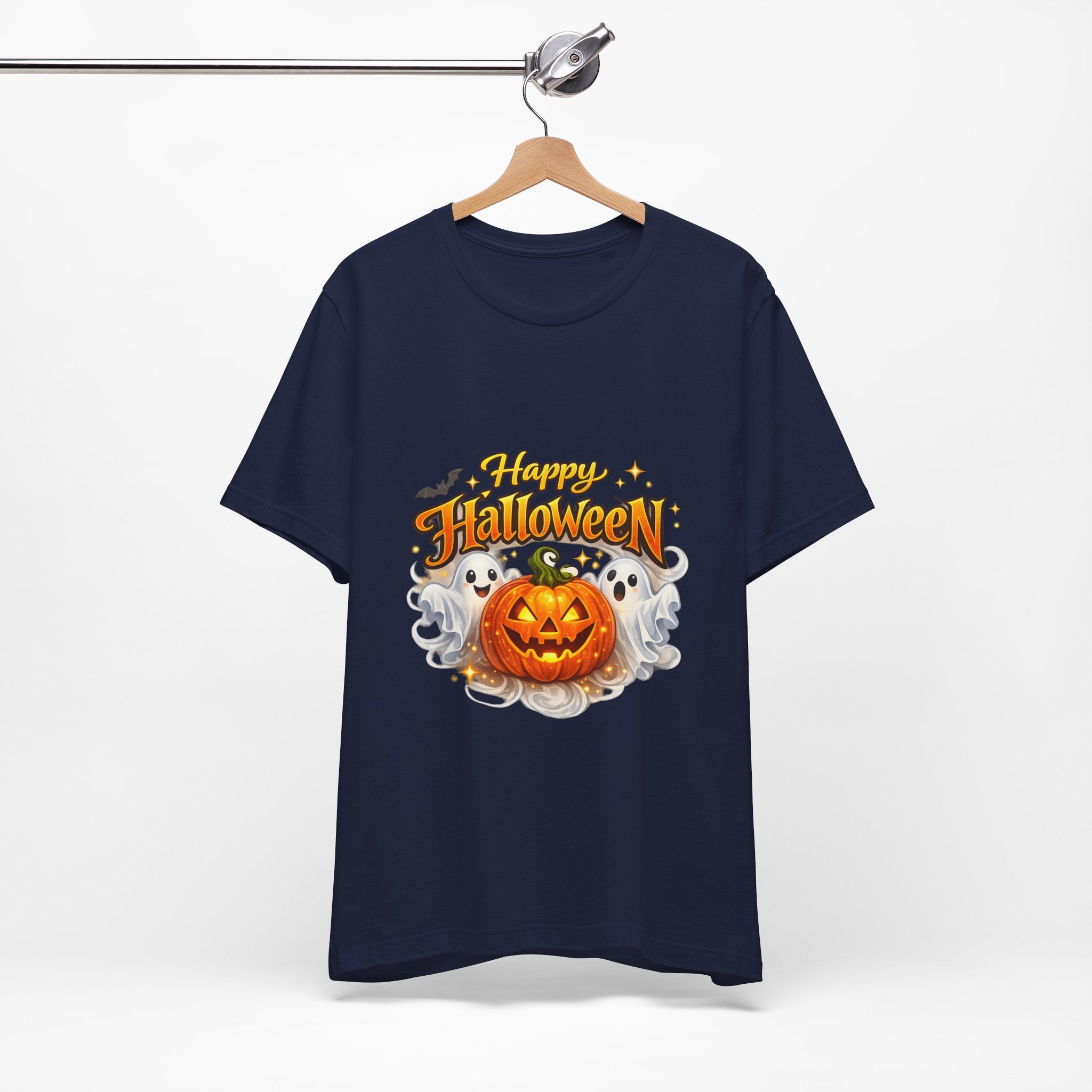 Halloween Pumpkin & Ghosts T-Shirt — "Happy Halloween" Graphic Tee