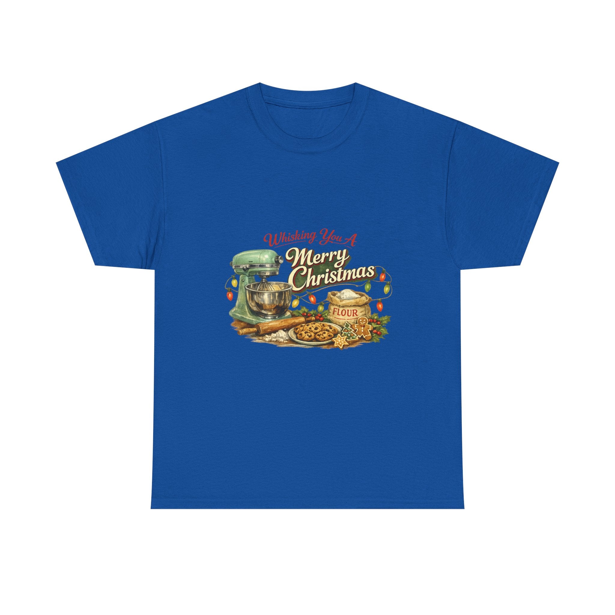 Christmas Baking Tee — "Wishing You A Merry Christmas" Vintage Mixer & Cookies T-Shirt