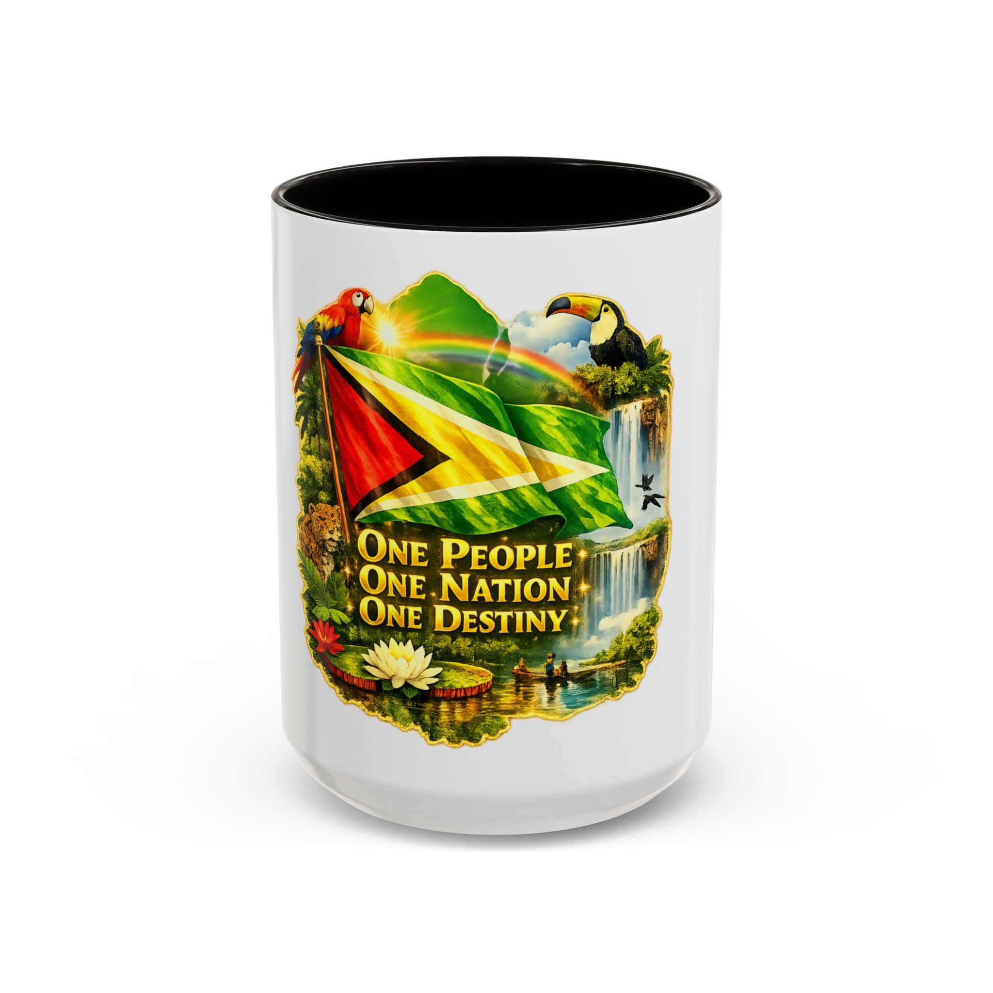 Coffee Mug souvenir that represents Guyana – "One People, One Nation, One Destiny" 11oz/15oz