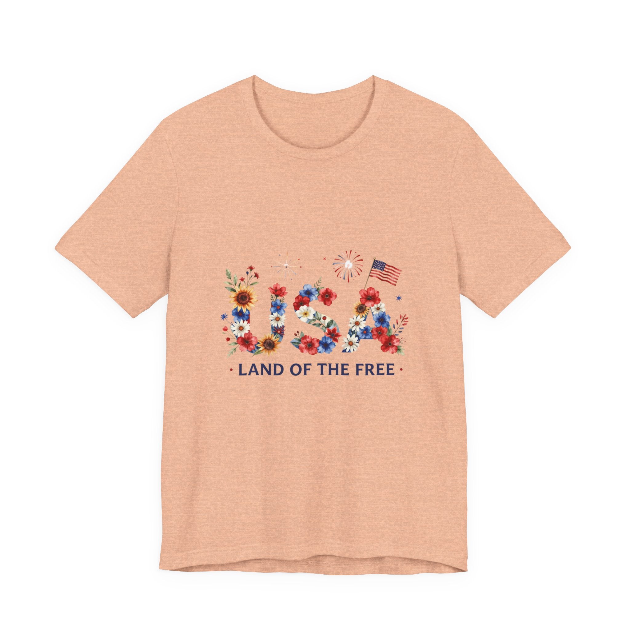 4th of July Tee Shirt Floral 'Land of the Free' T-Shirt