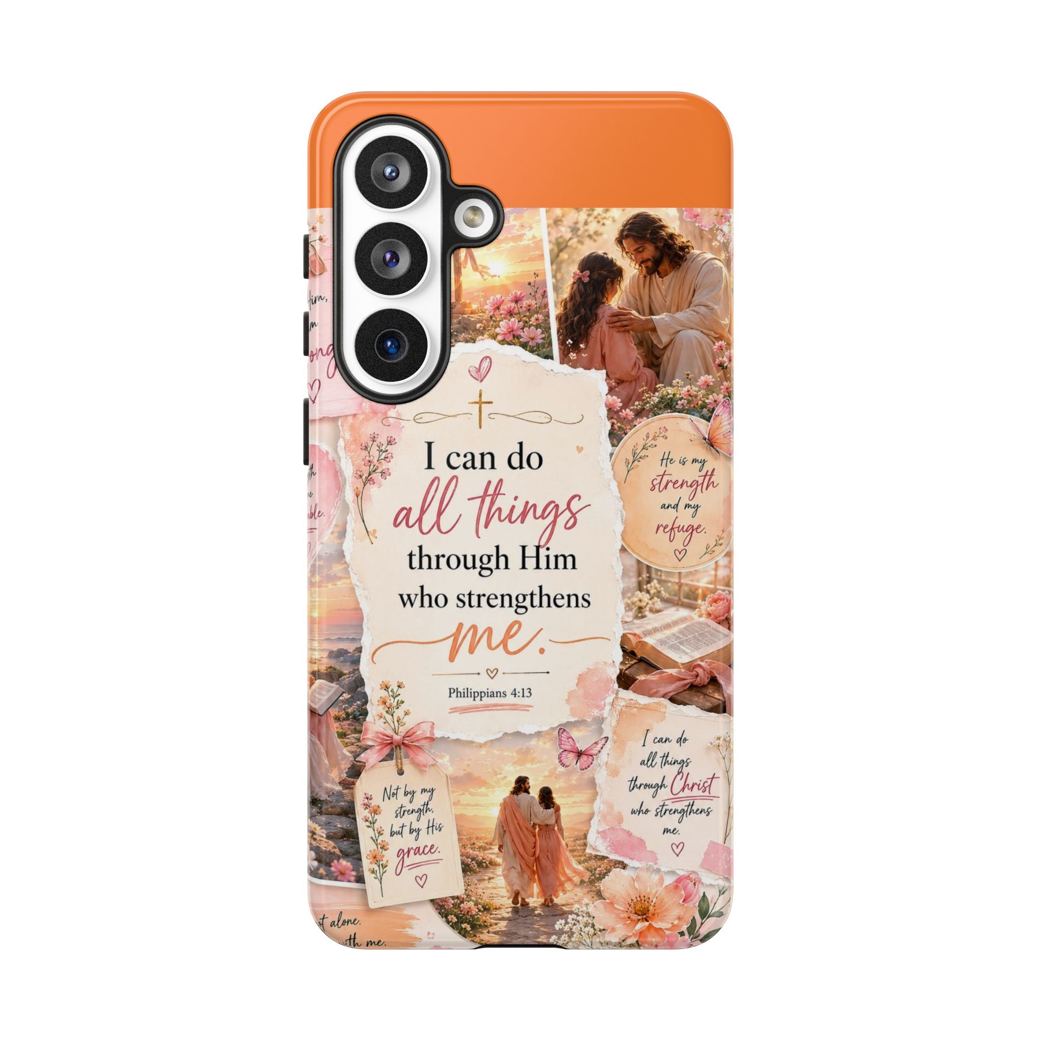 Christian Phone Case bible verses — "I Can Do All Things Through Him" Inspirational Scripture Design