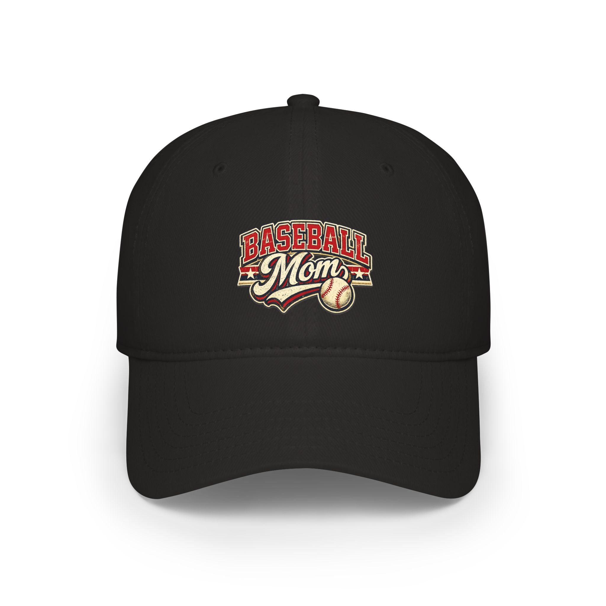 Baseball Mom hat – Low Profile Red Baseball Hat with 'Baseball Mom' Retro Logo