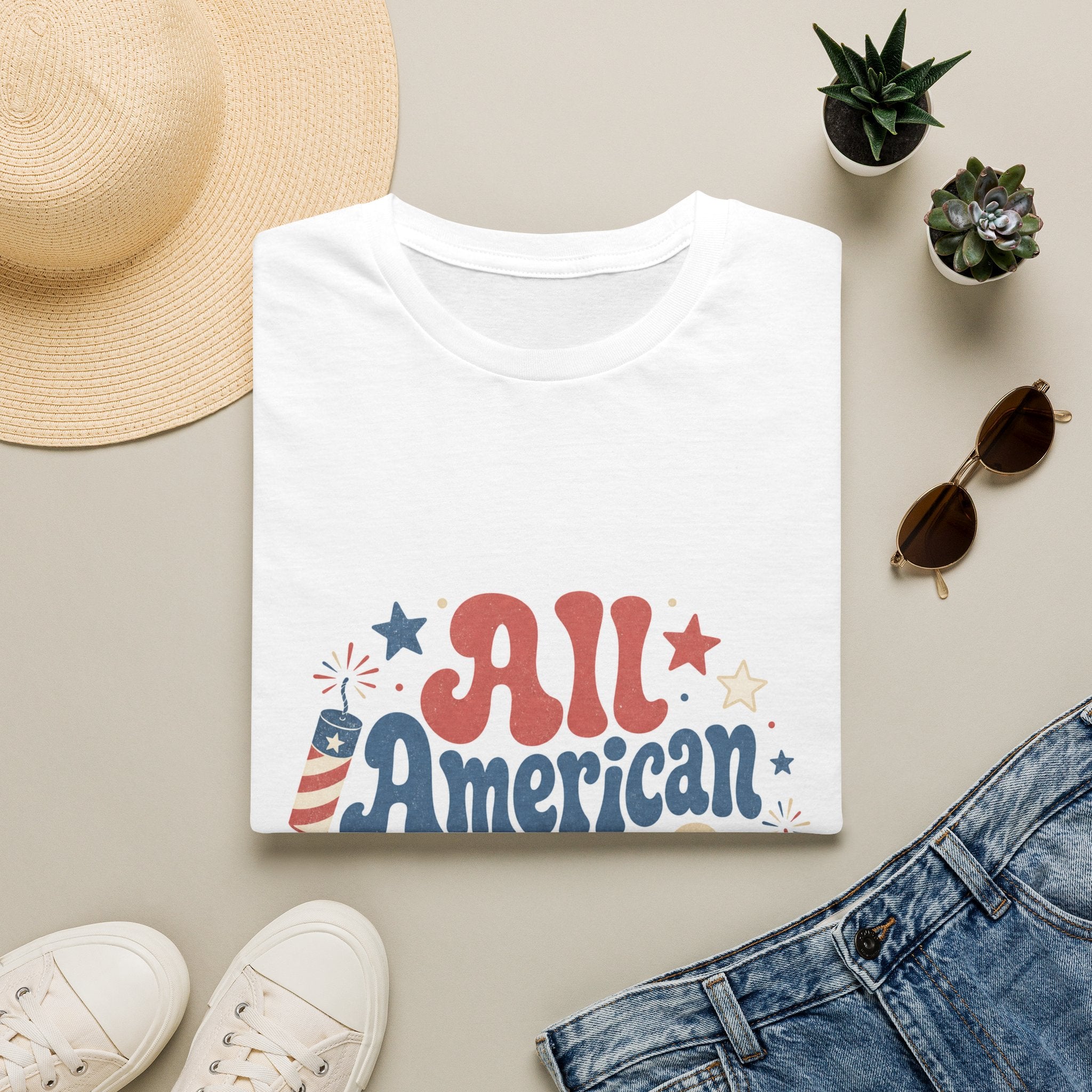 4th of July Tee  All American Tee — Retro Patriotic "All American Mama" Graphic T-Shirt