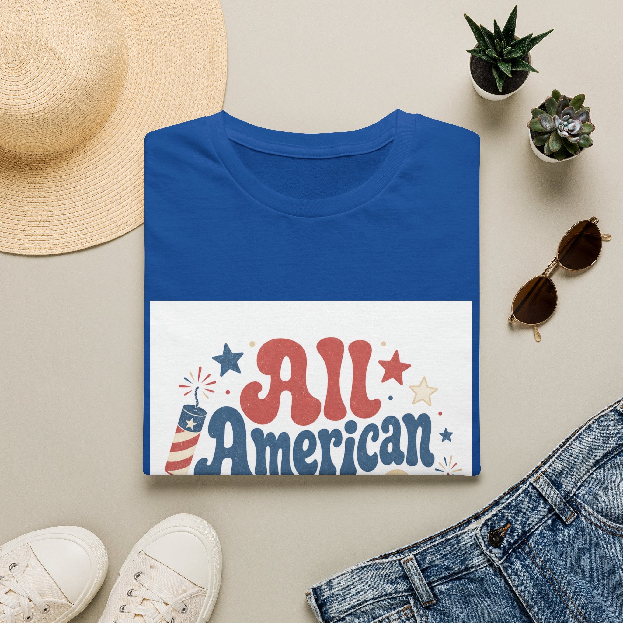 4th of July Tee  All American Tee — Retro Patriotic "All American Mama" Graphic T-Shirt