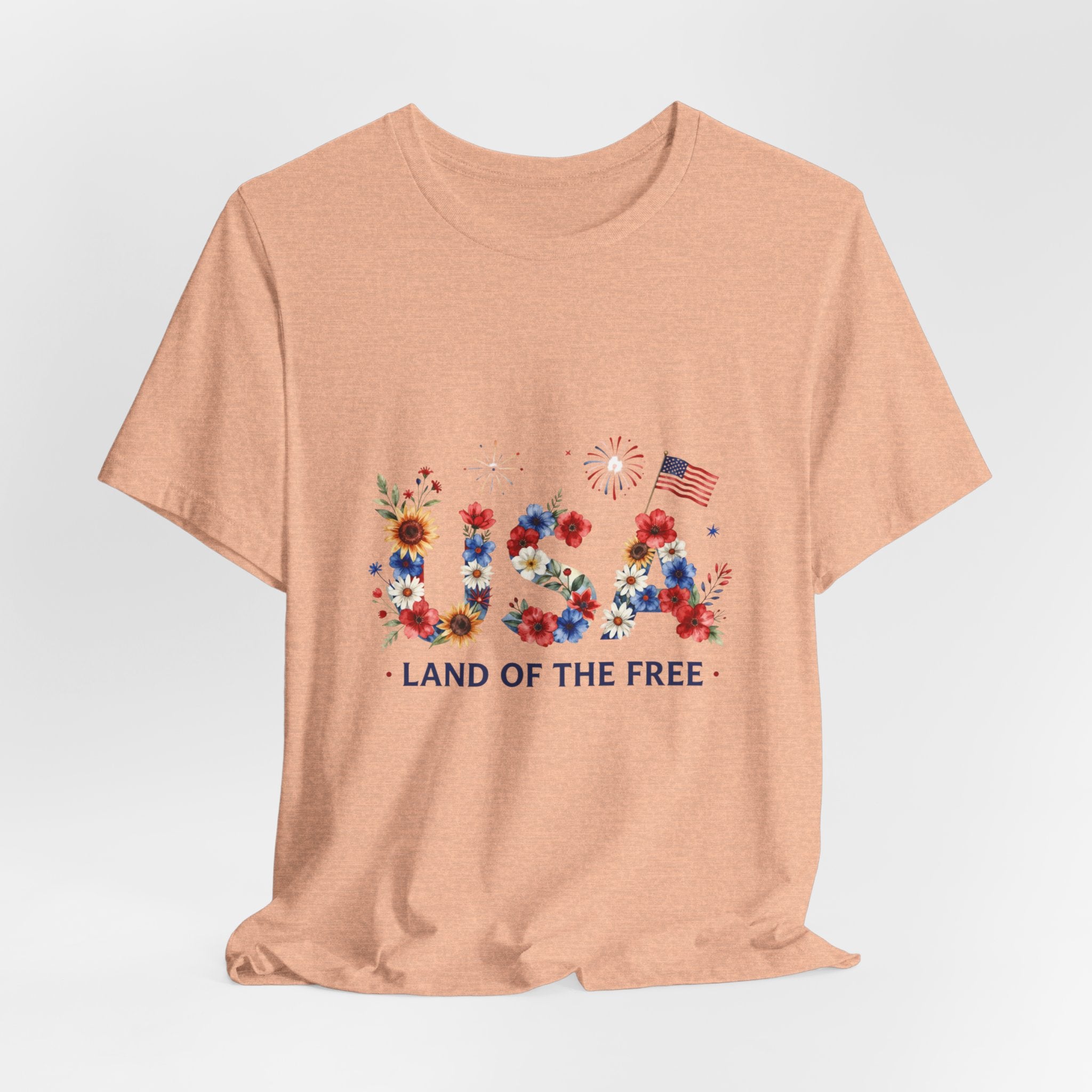 4th of July Tee Shirt Floral 'Land of the Free' T-Shirt