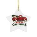 Merry Christmas Red Truck Ceramic Ornament — Star Holiday Decoration (4 Shapes) Make it your own Personalized your own add your own photo or design