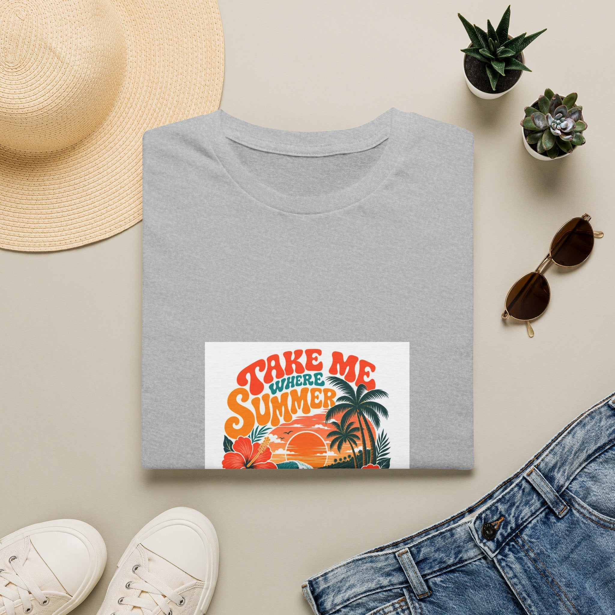 Summer  T-Shirts Summer Never Ends" Retro Palm Graphic Tee