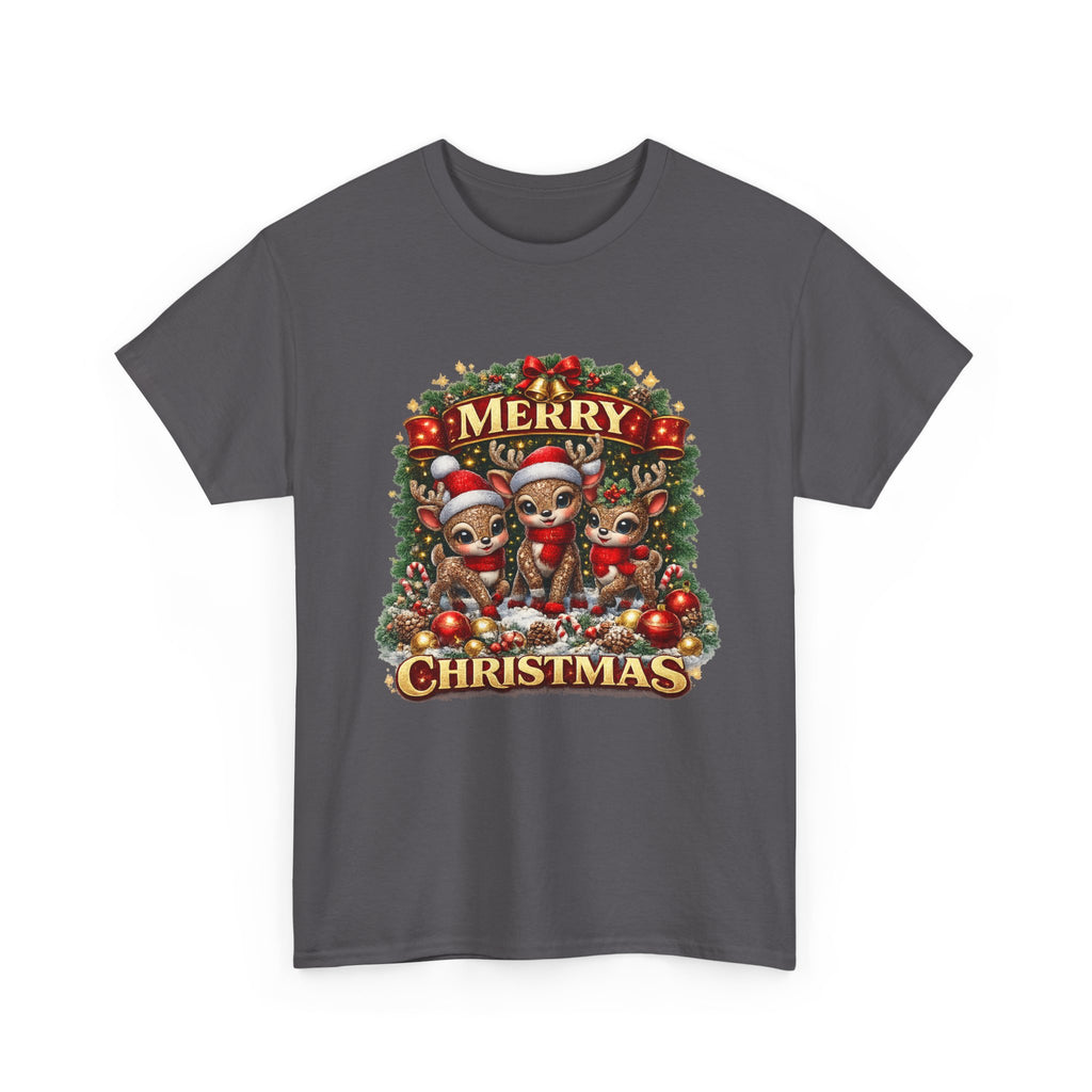 Christmas Reindeer Crew Tee — Merry Christmas Holiday Graphic T-Shirt