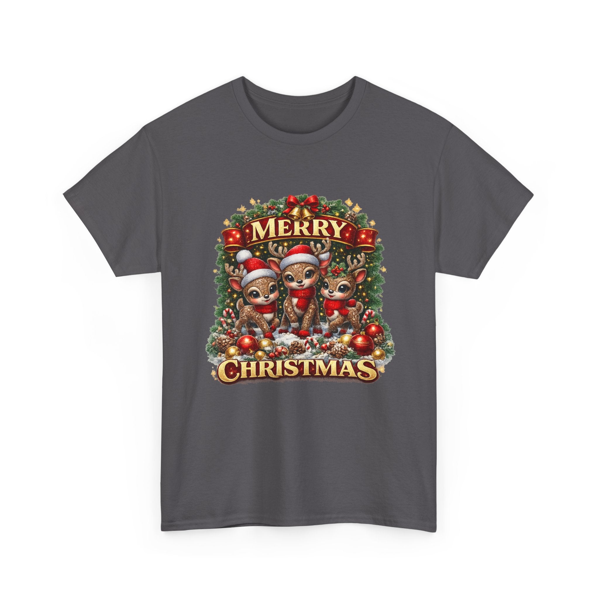 Christmas Reindeer Crew Tee — Merry Christmas Holiday Graphic T-Shirt