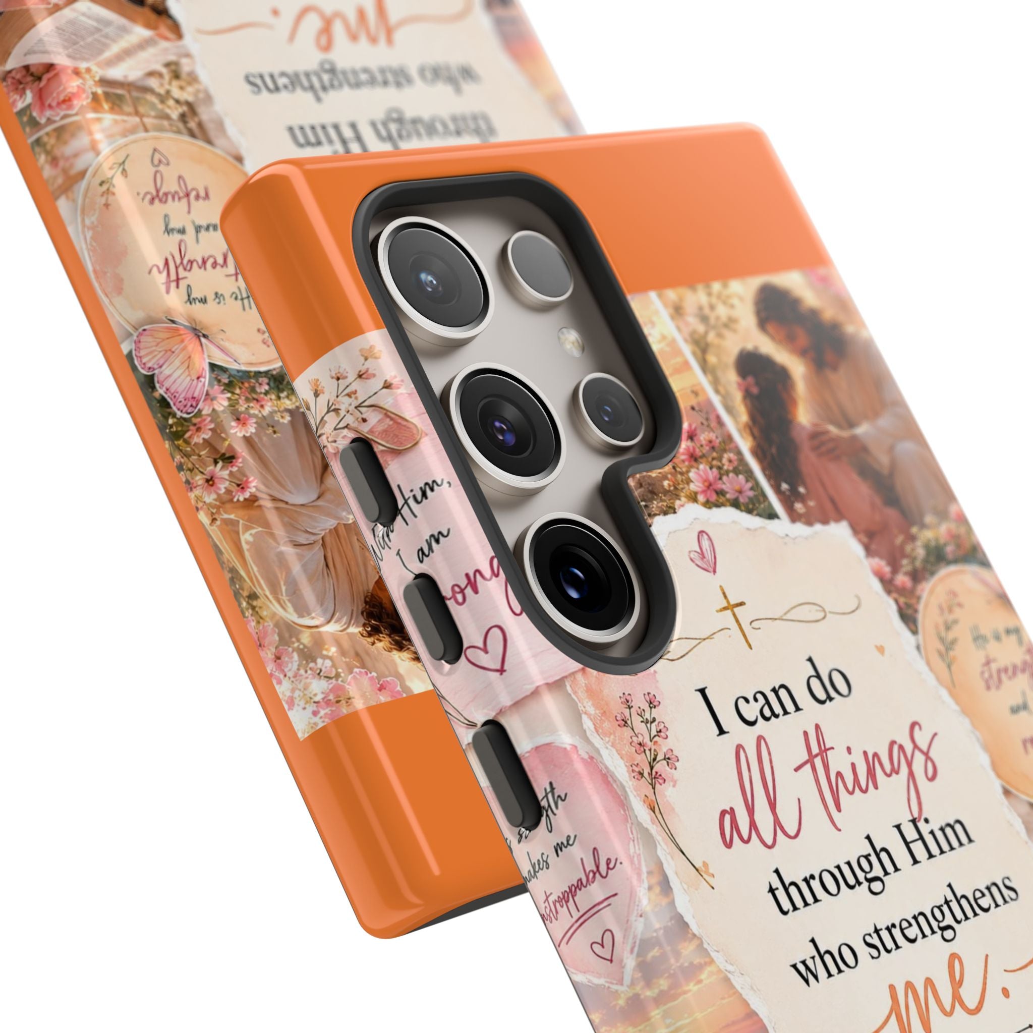 Christian Phone Case bible verses — "I Can Do All Things Through Him" Inspirational Scripture Design