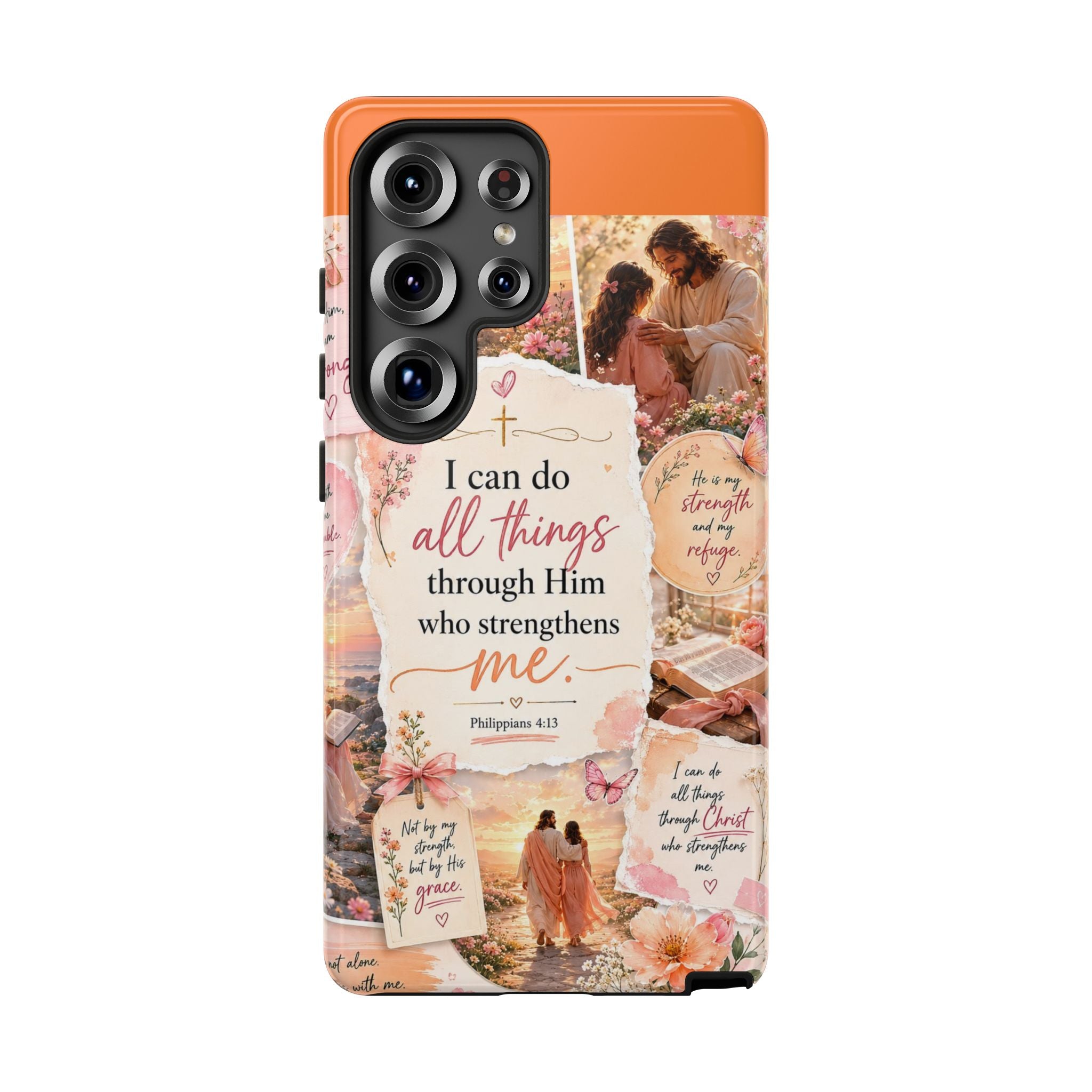 Christian Phone Case bible verses — "I Can Do All Things Through Him" Inspirational Scripture Design